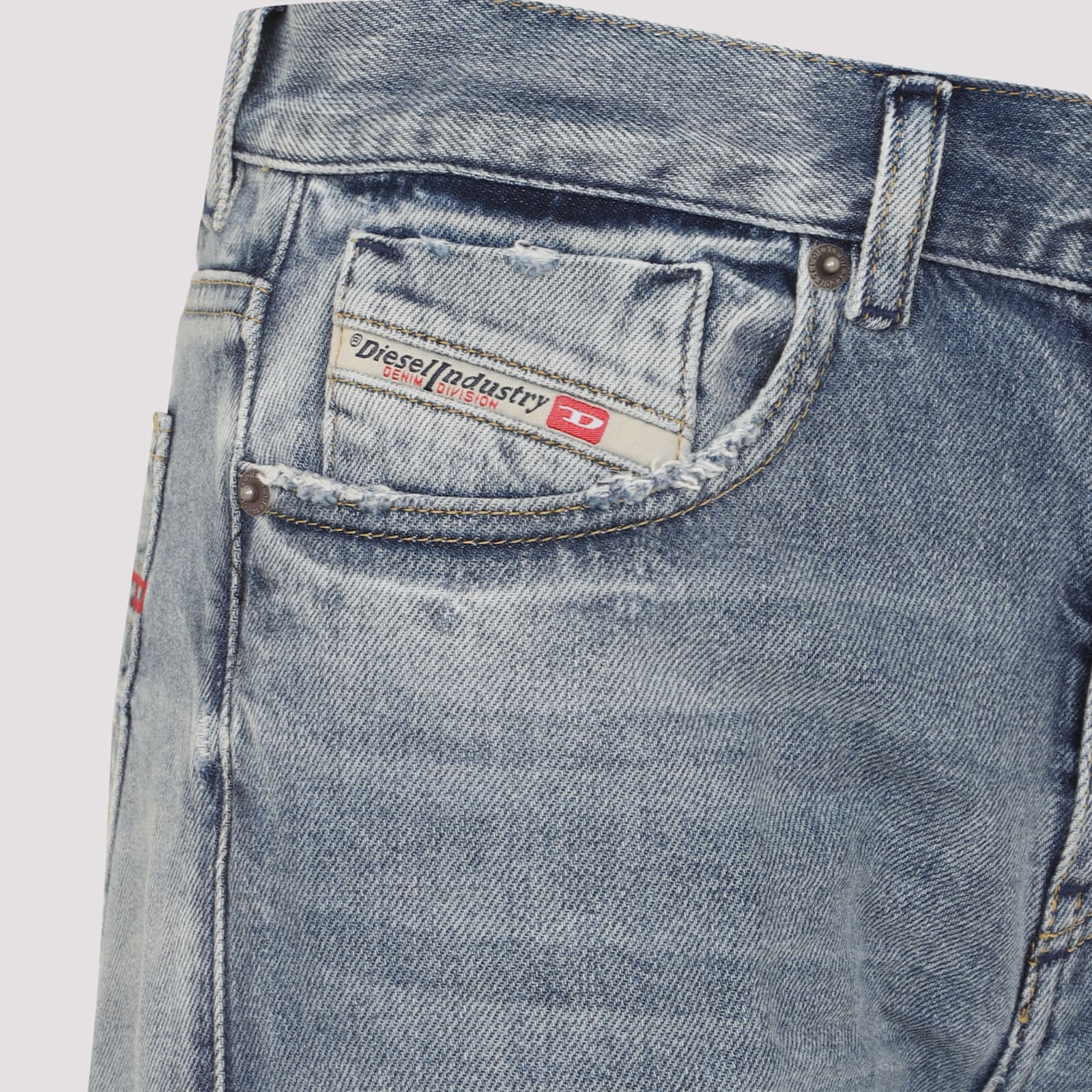 Diesel High-waisted Wide-leg Jeans With Vintage Wash In Blue