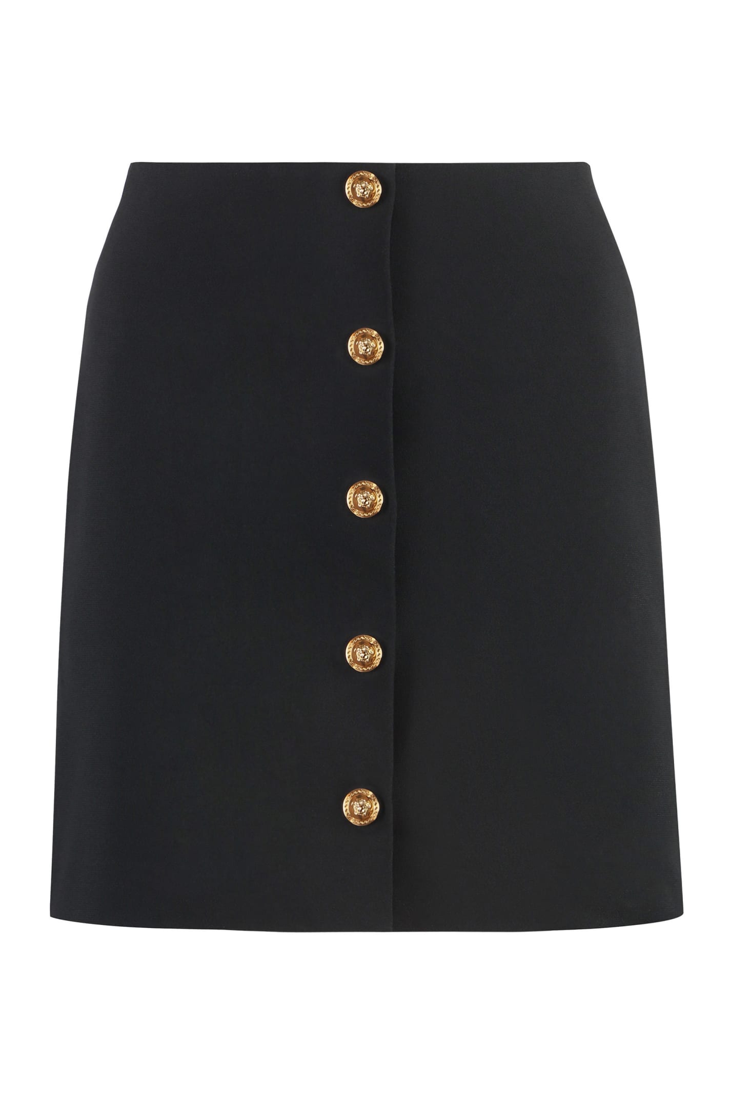 Shop Versace Crepe Mini Skirt In Black