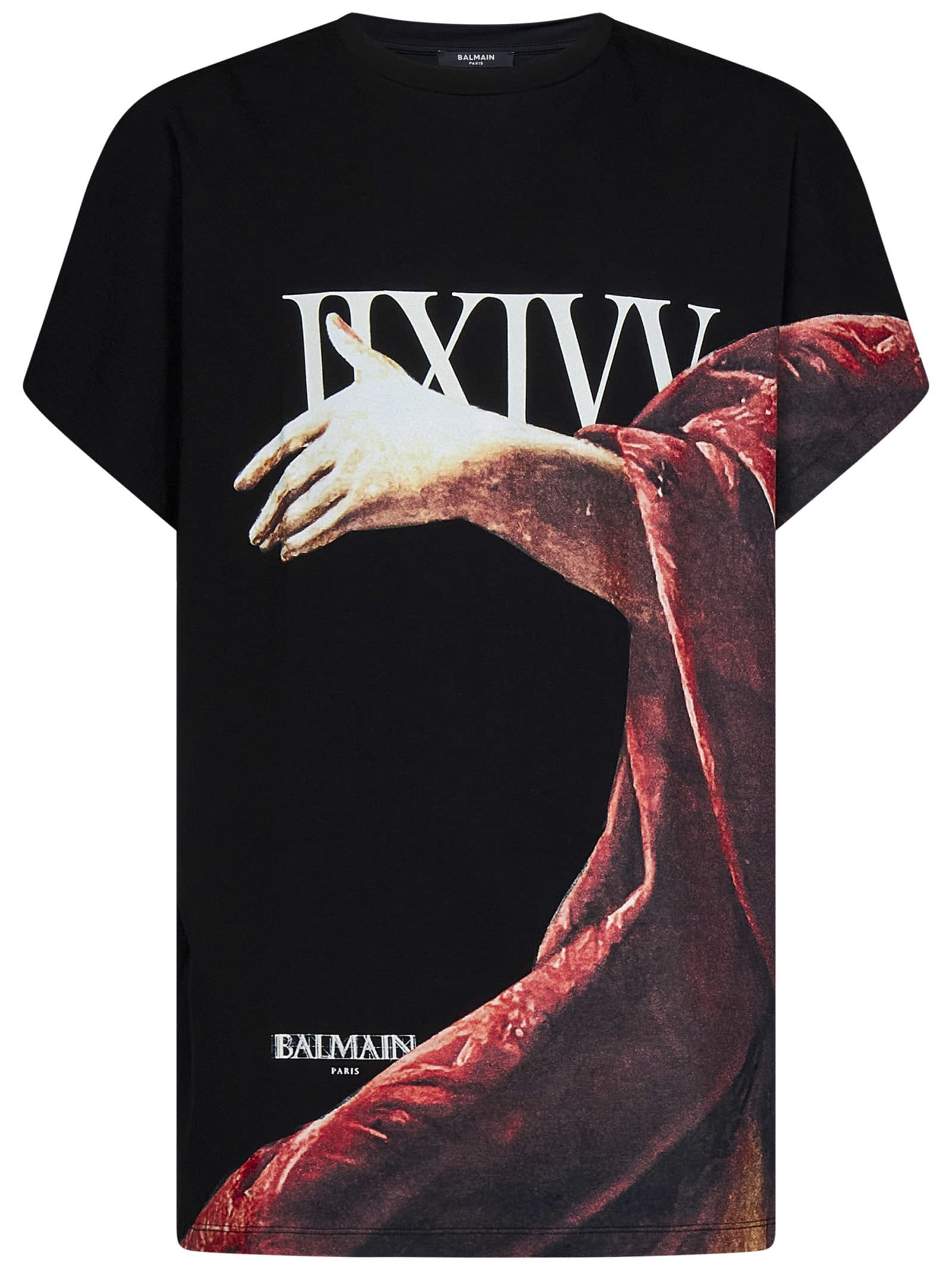 Balmain Boxy Fit Statue Printed Jersey T-shirt In Black
