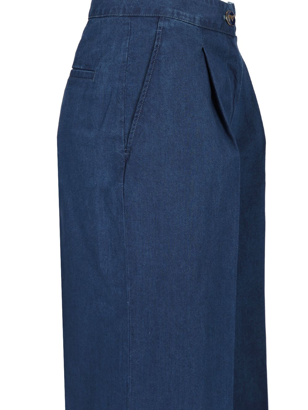 Valentino Jeans Wide Fit Con Ampio Risvolto In Medium Blue Denim