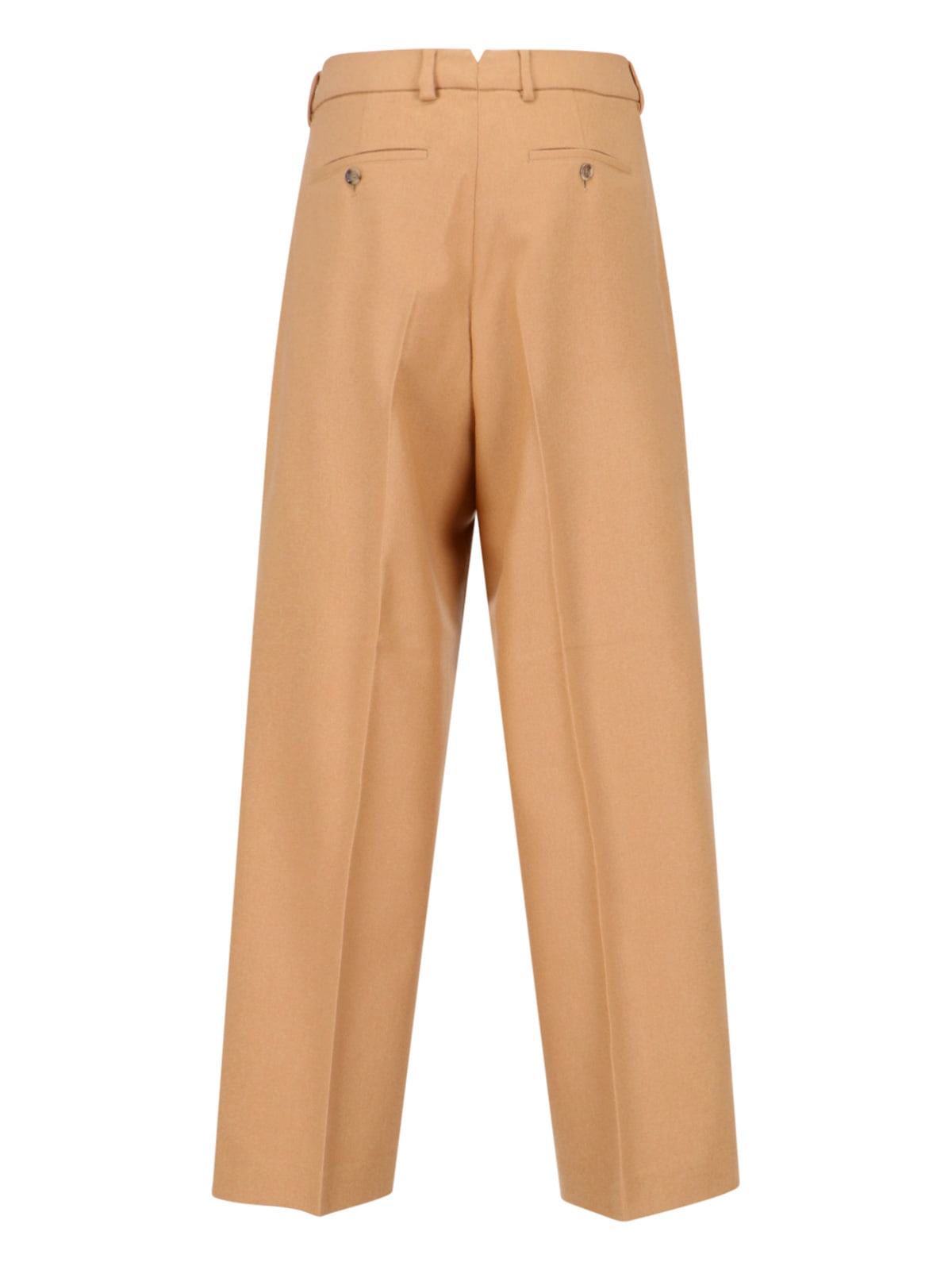 Ami Alexandre Mattiussi Tailored Beige Virgin Wool Trousers With Button Closure In Brown