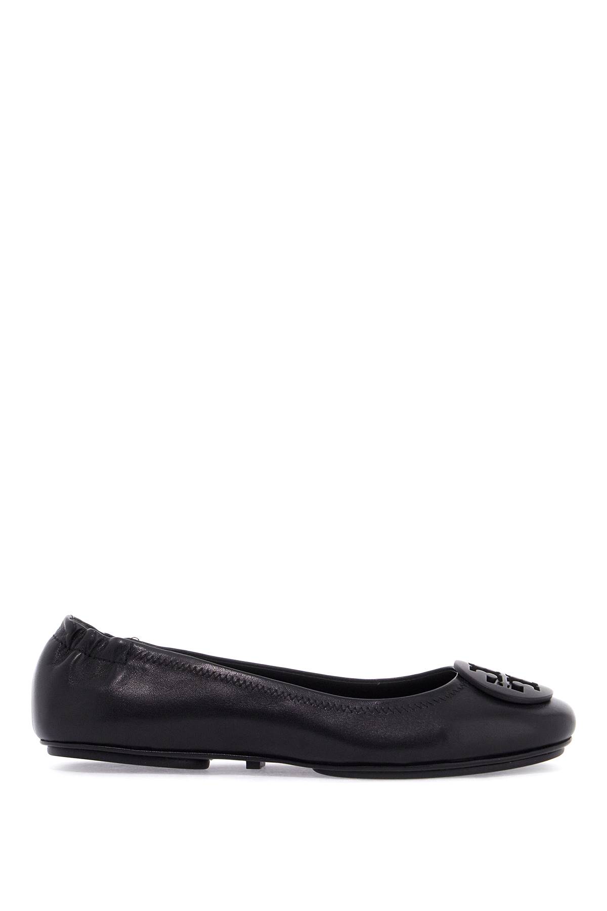 Shop Tory Burch Suede Minnie Travel Ballet Flats In Perfect Black / Perfect Black (black)