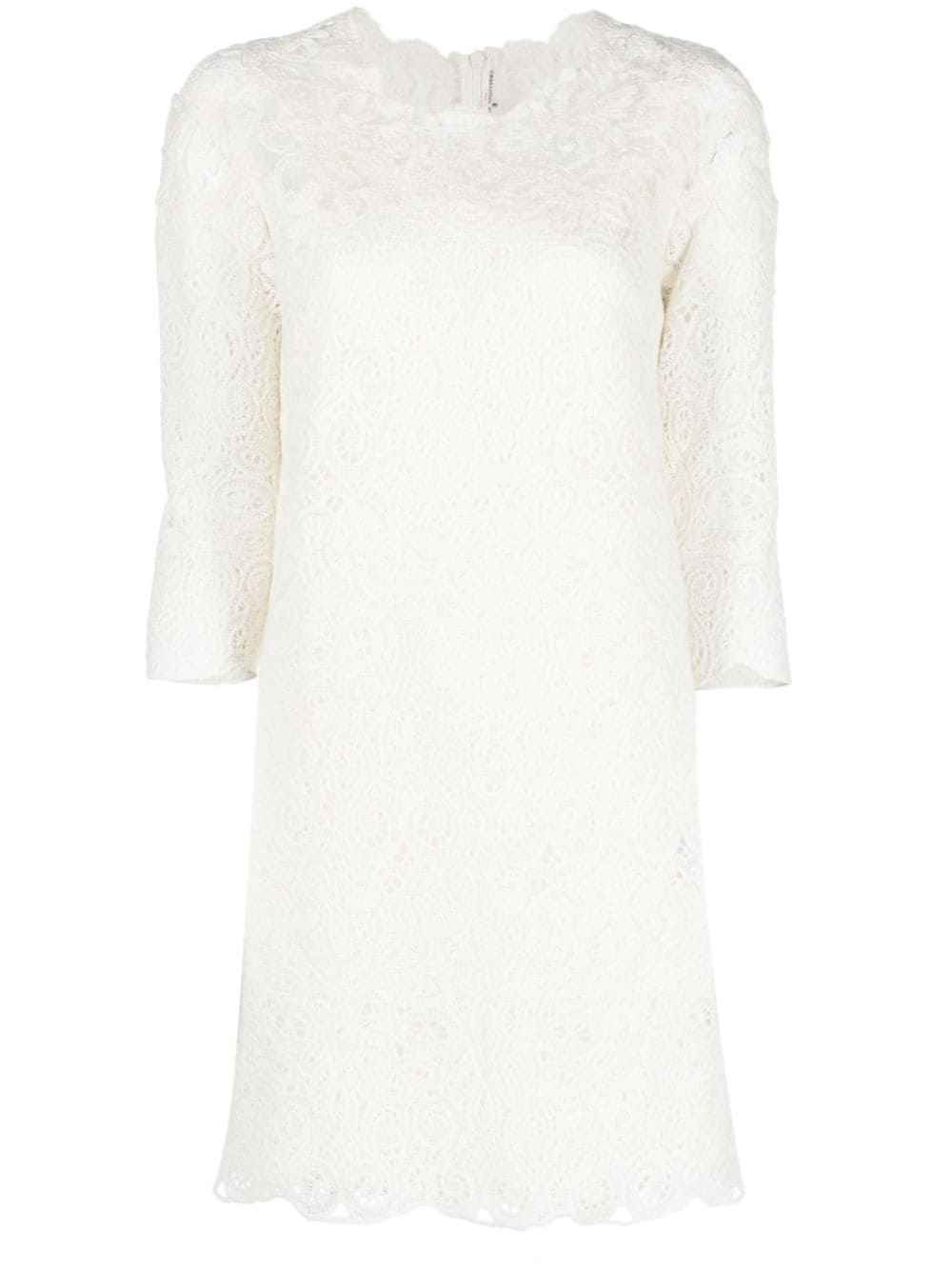 Ermanno Scervino Guipure Lace Shift Minidress In White