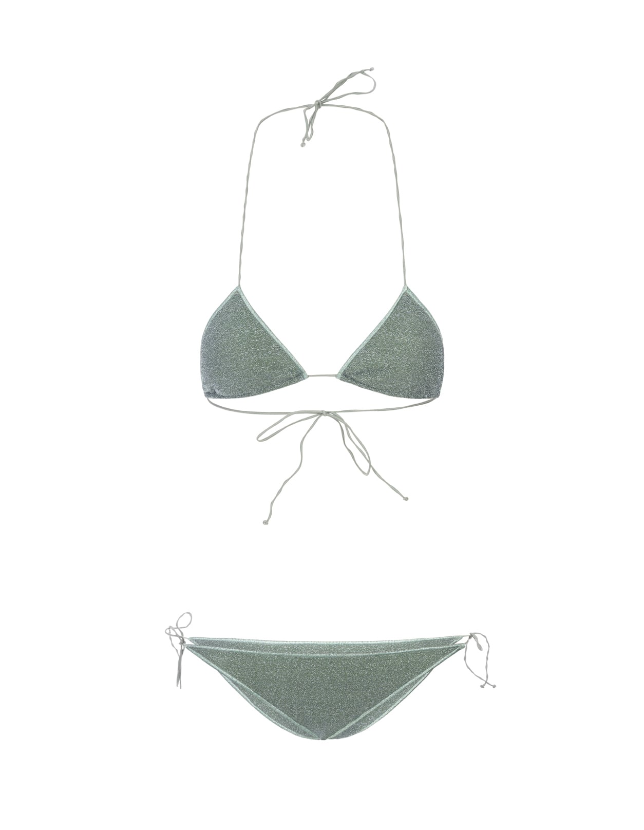 Shop Oseree Aqua Lumiere Lurex Bikini In Green