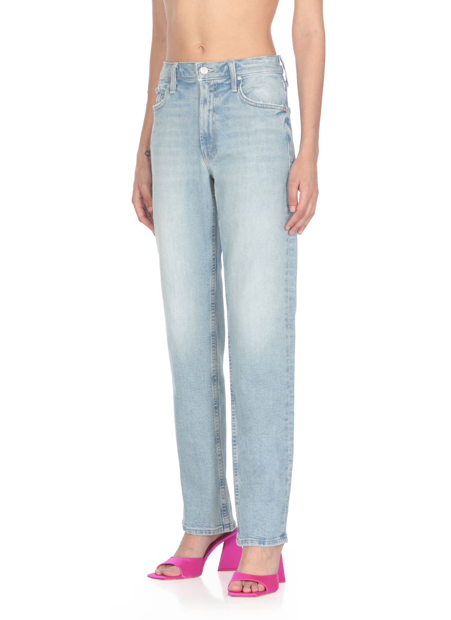 Shop Mother The Smarty Pants Skimp Jeans In Blue