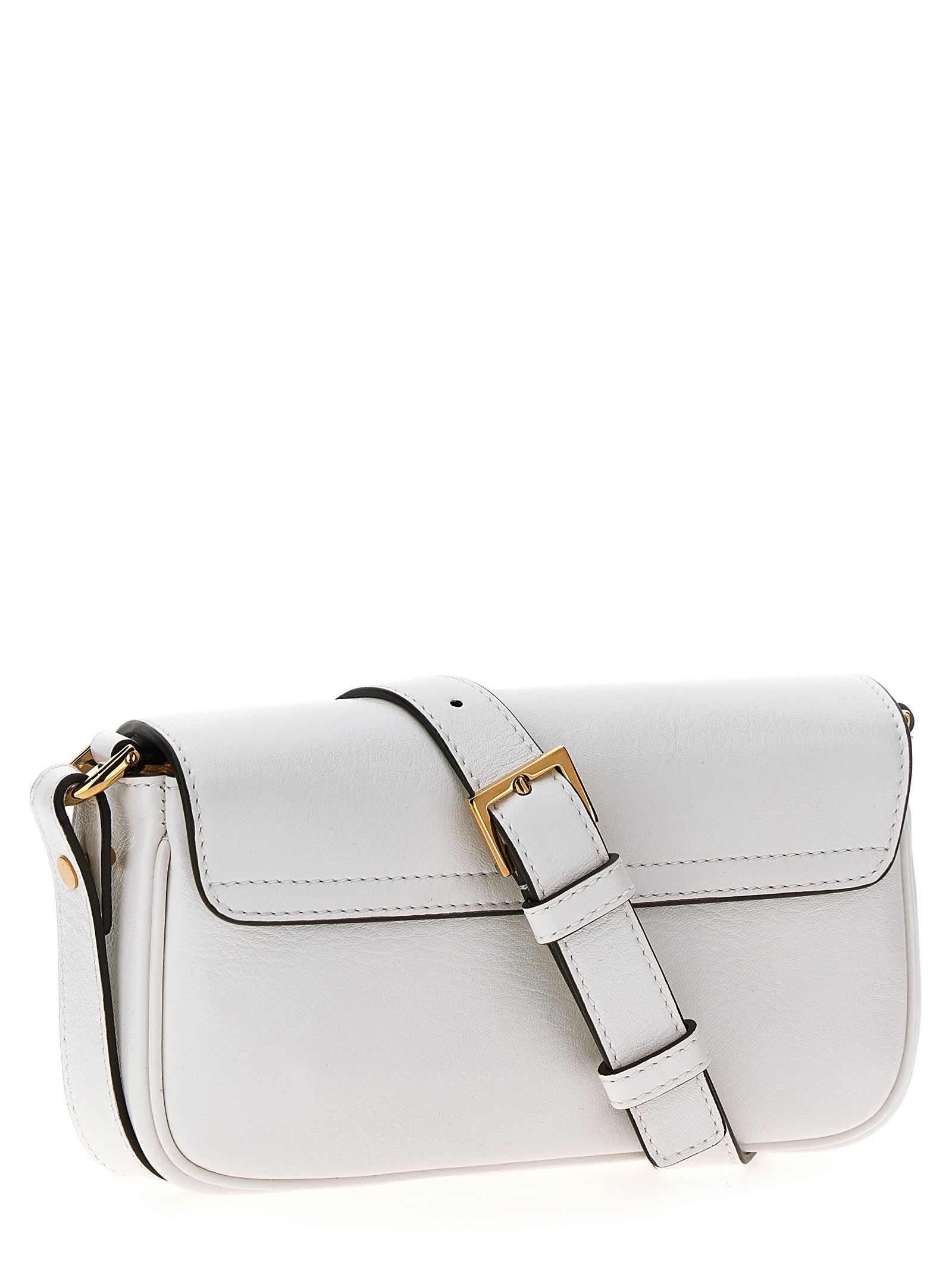 Versace Mini Tag Crossbody Bag In White