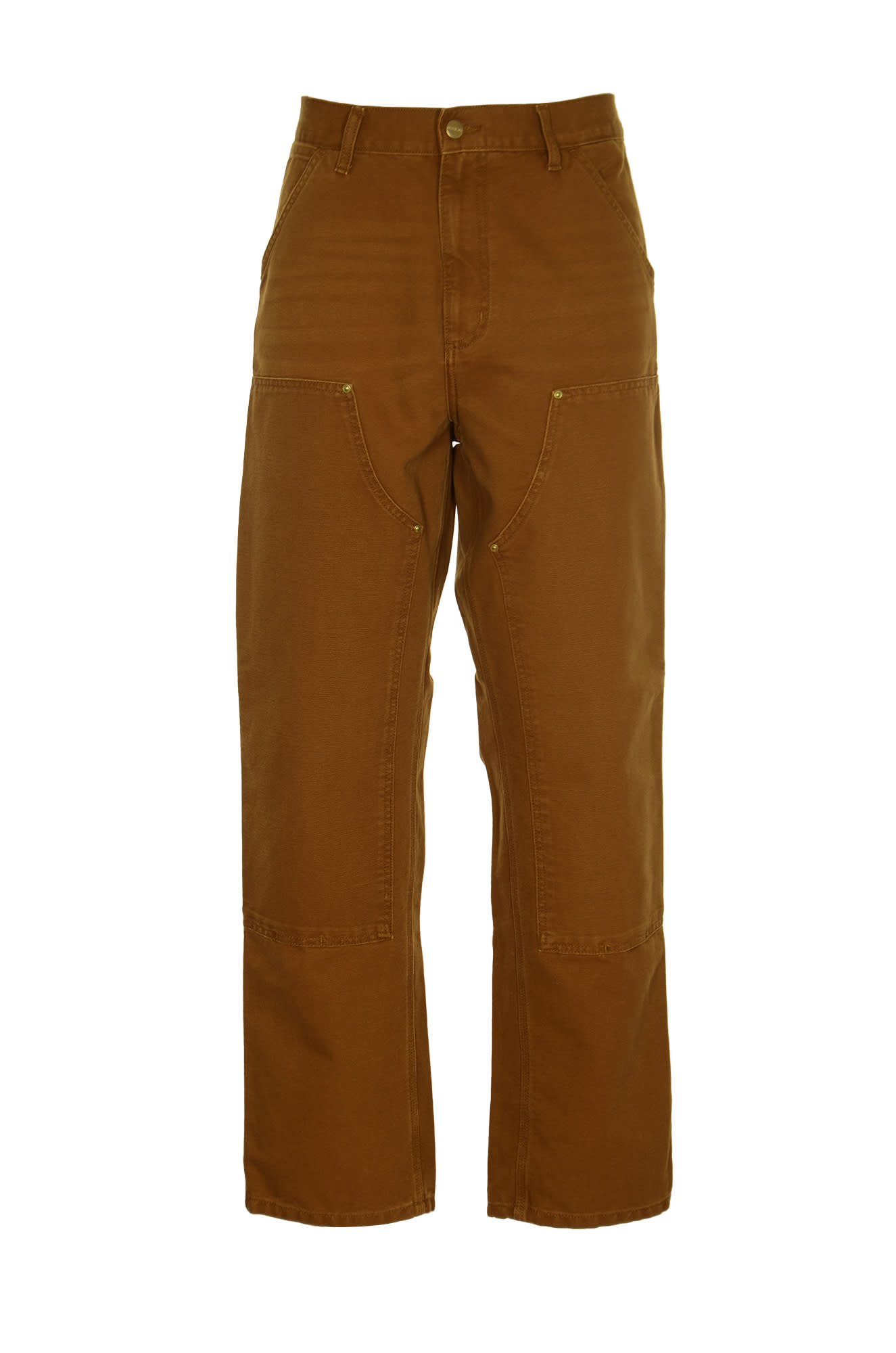 Shop Carhartt Double Knee Trousers In Brown
