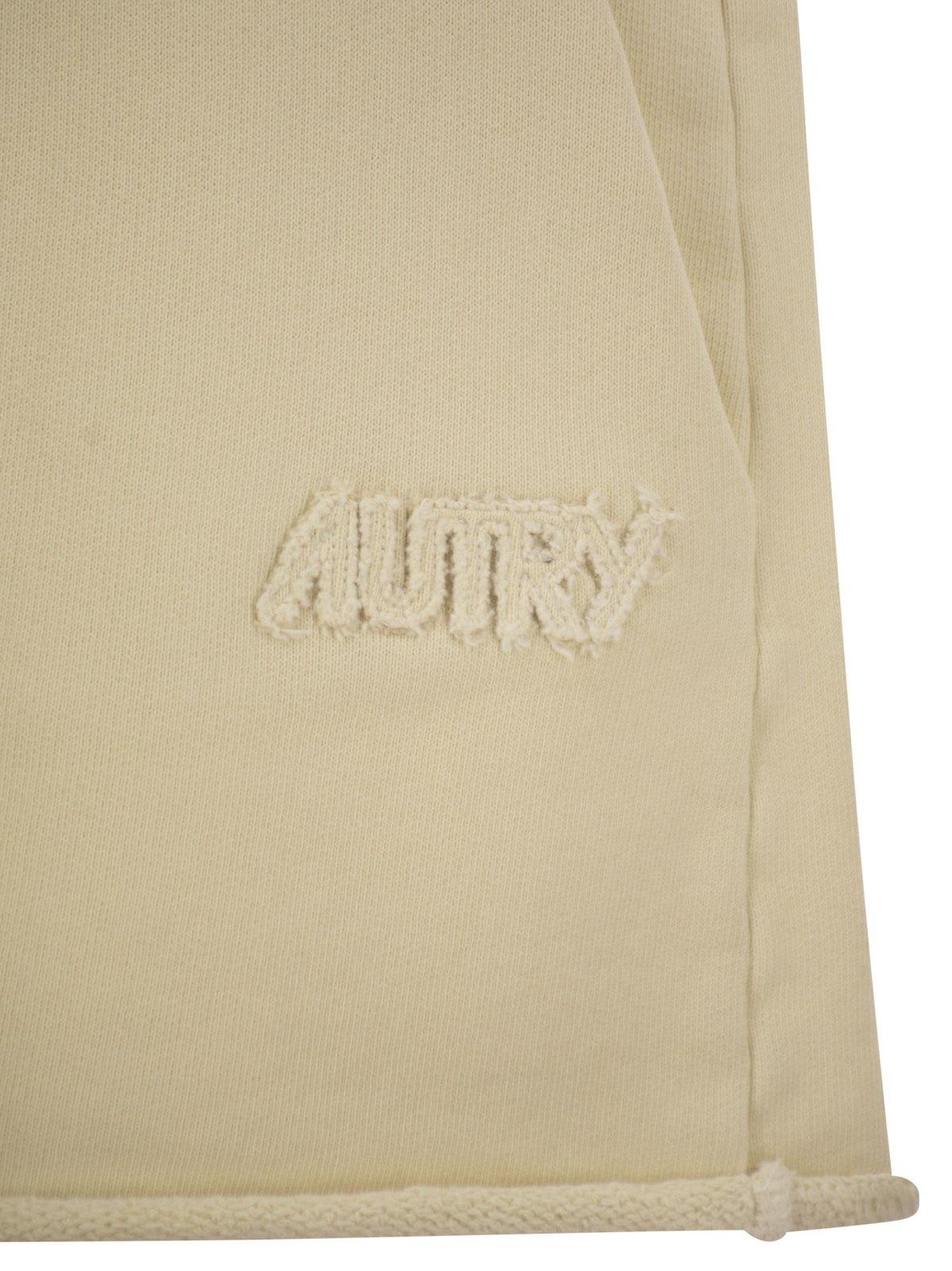 Autry Short Trousers In Compact Cotton Jersey In Neutrals