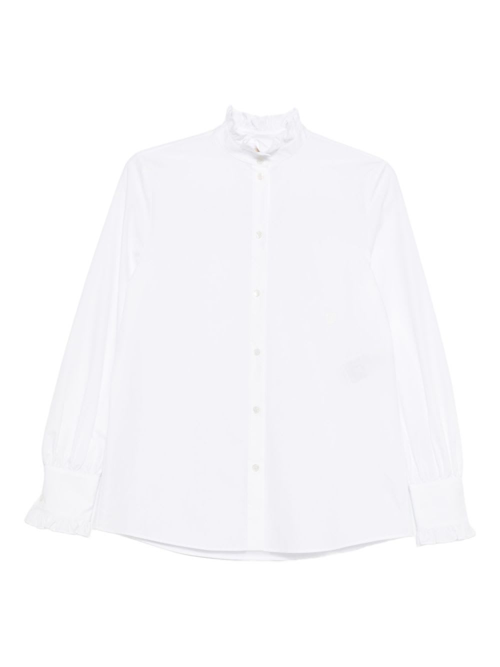 Valentino Garavani High-neck Shirt With Ruffles In White