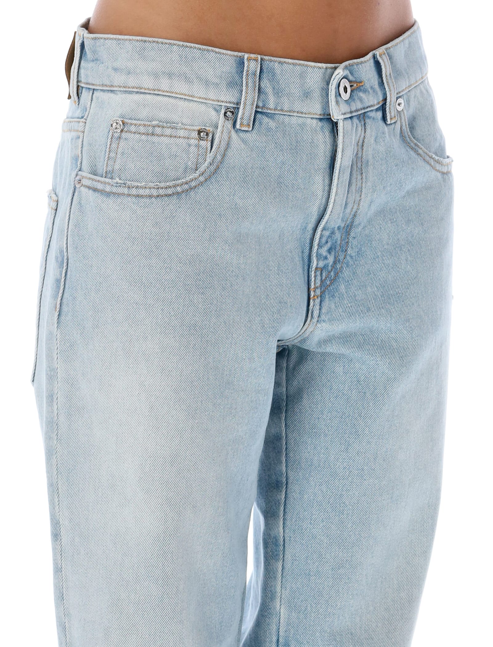 Shop Off-white Bleach Baby Baggy Chino Jeans In Denim Blue