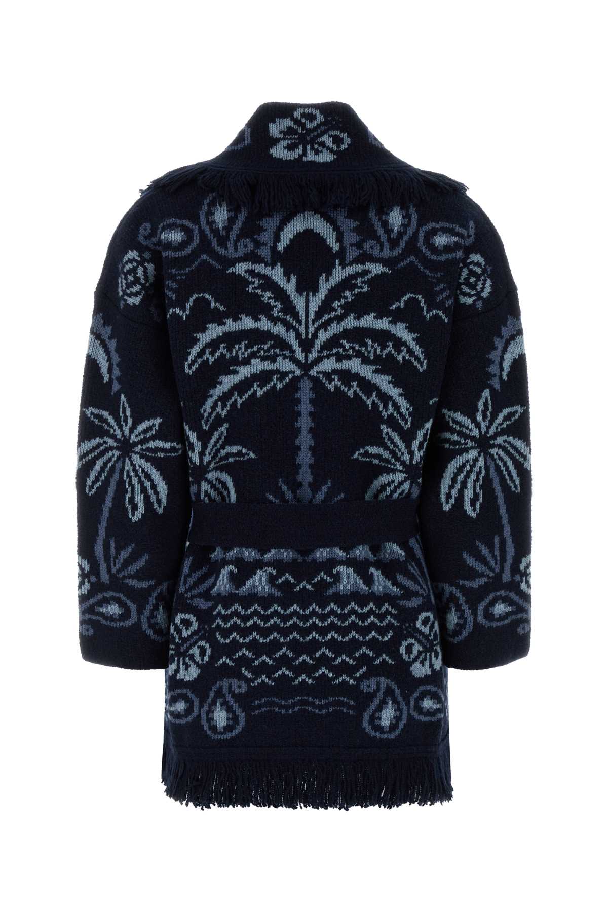 Alanui Embroidered Wool Blend Glimpse Of Eden Cardigan In Blue