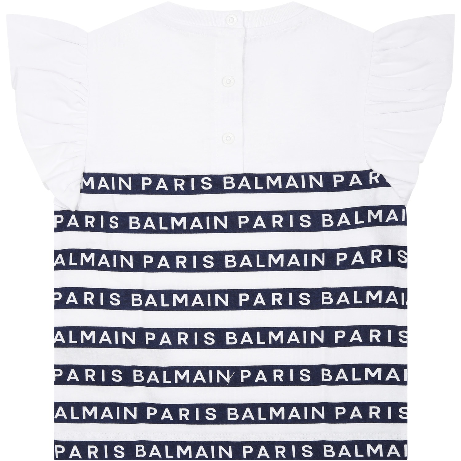 Shop Balmain White T-shirt For Baby Girl With Blue Stripes