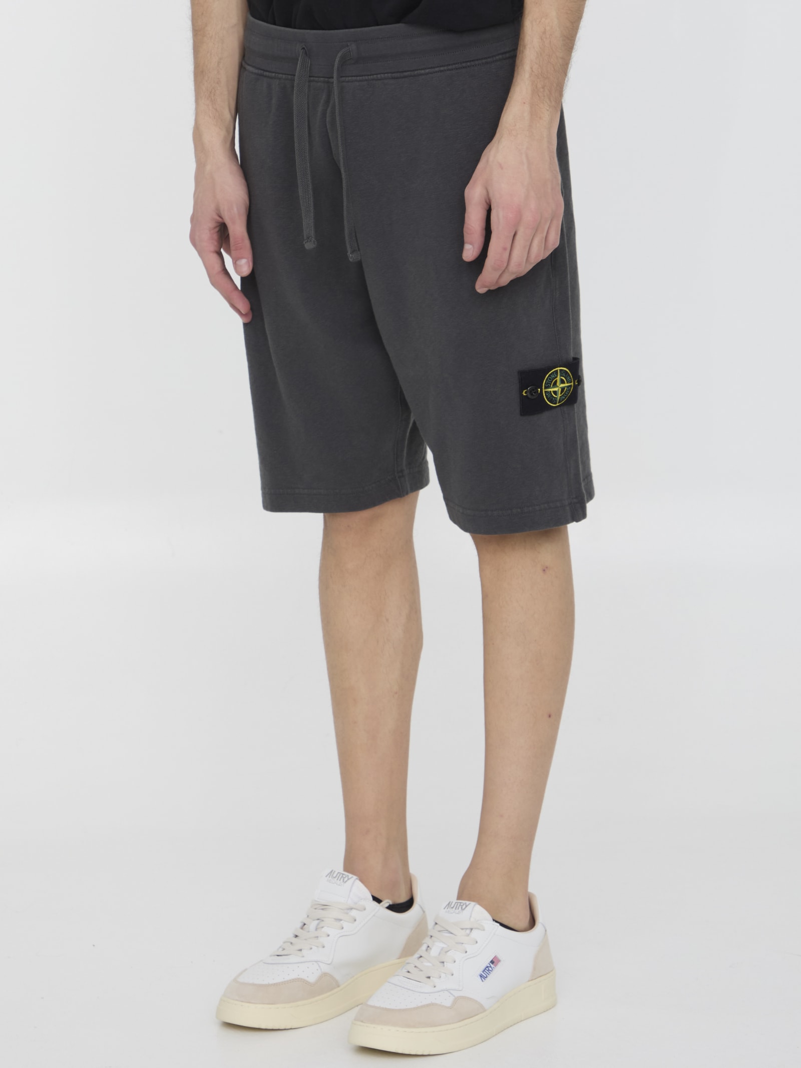 Shop Stone Island Cotton Bermuda Shorts In Grey