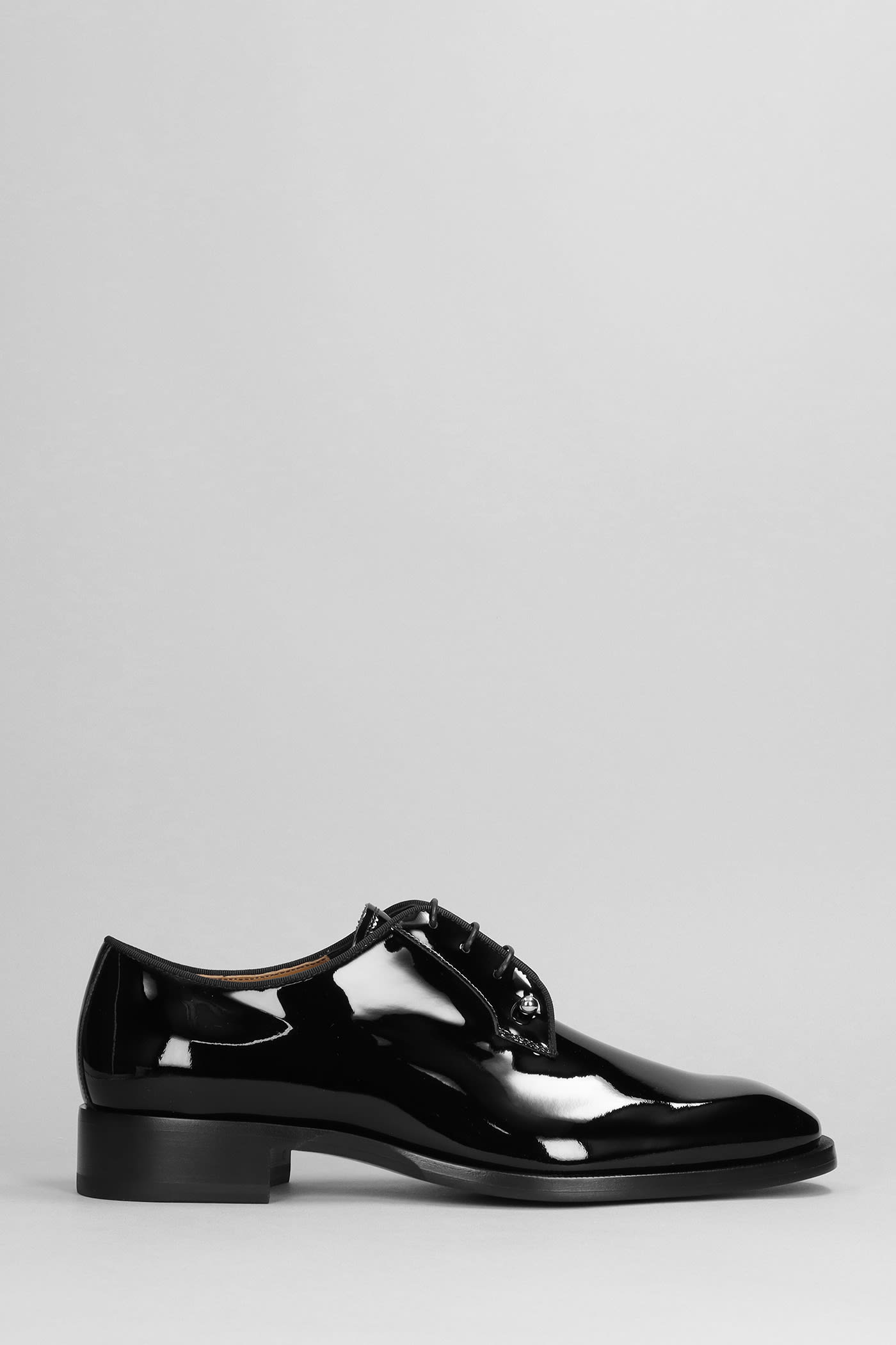 Shop Christian Louboutin Chambeliss Lace Up Shoes In Black Patent Leather