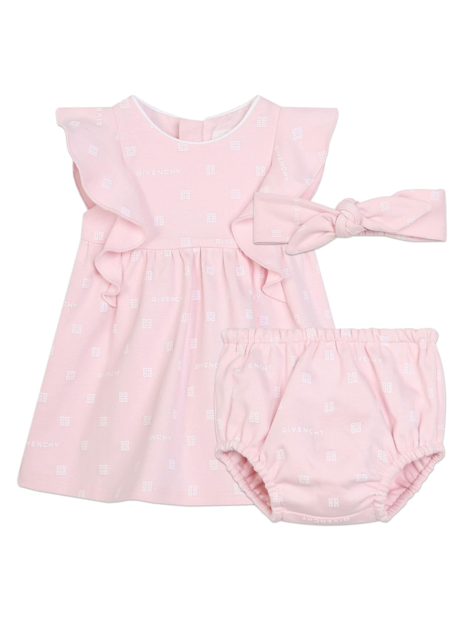 Shop Givenchy 4g Pink Dress With Headband And Culotte