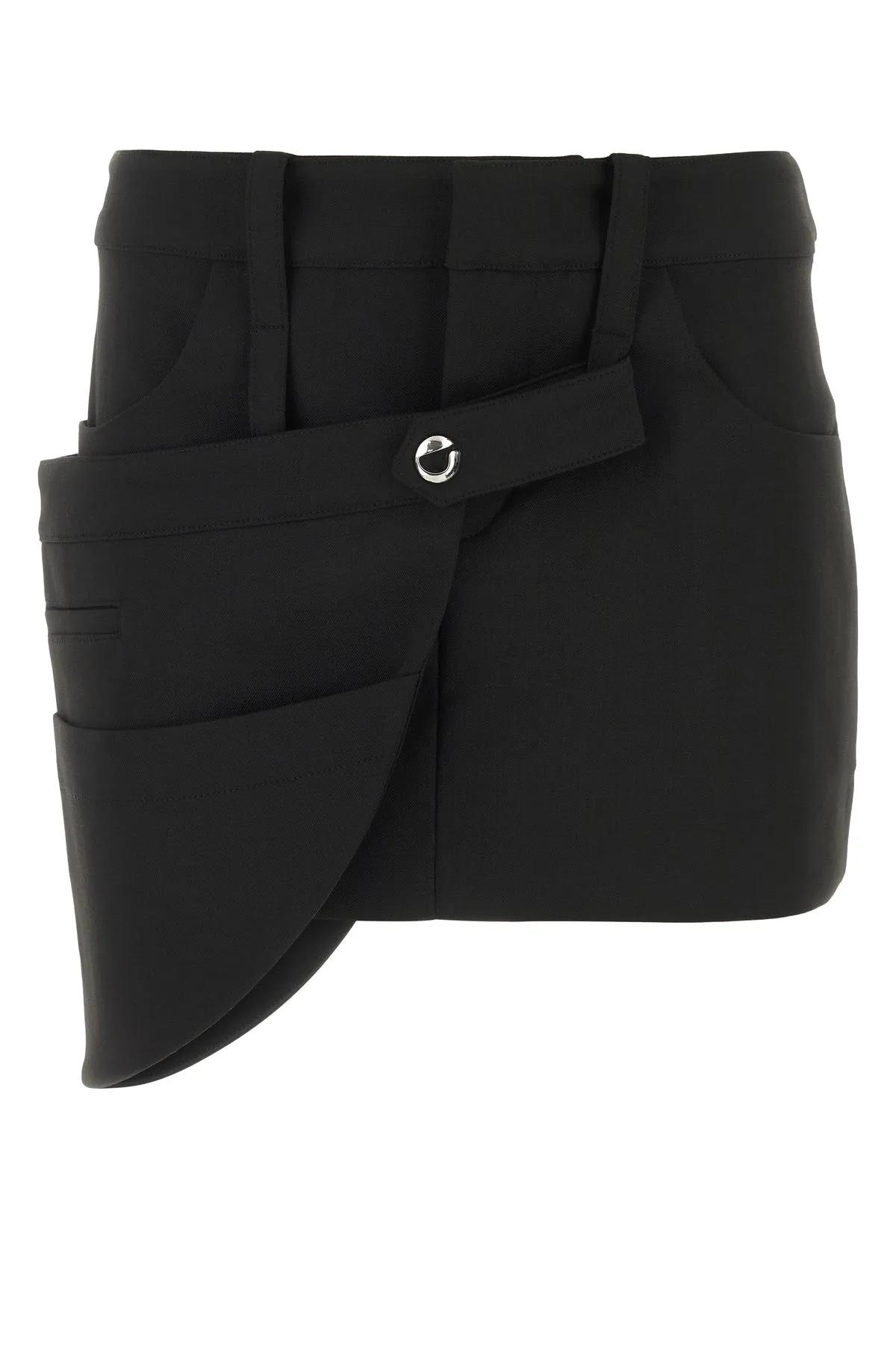 Black Stretch Polyester Blend Miniskirt