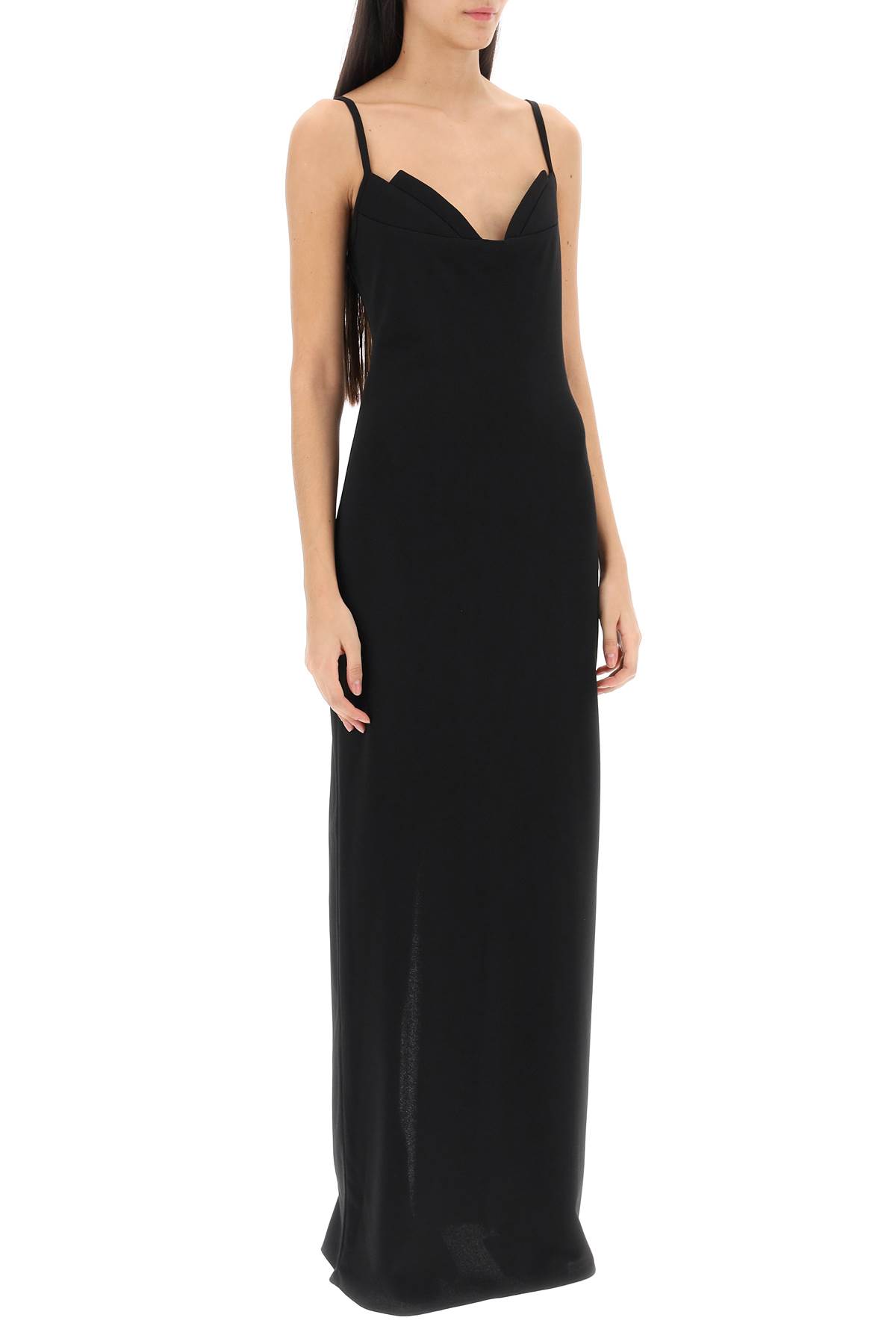 Shop Mvp Wardrobe Manzoni Maxi Slip Dress In Nero (black)