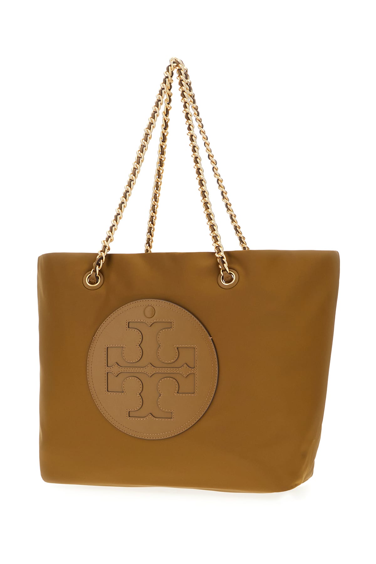 Shop Tory Burch Mud Nylon Ella Shopping Bag In Camel