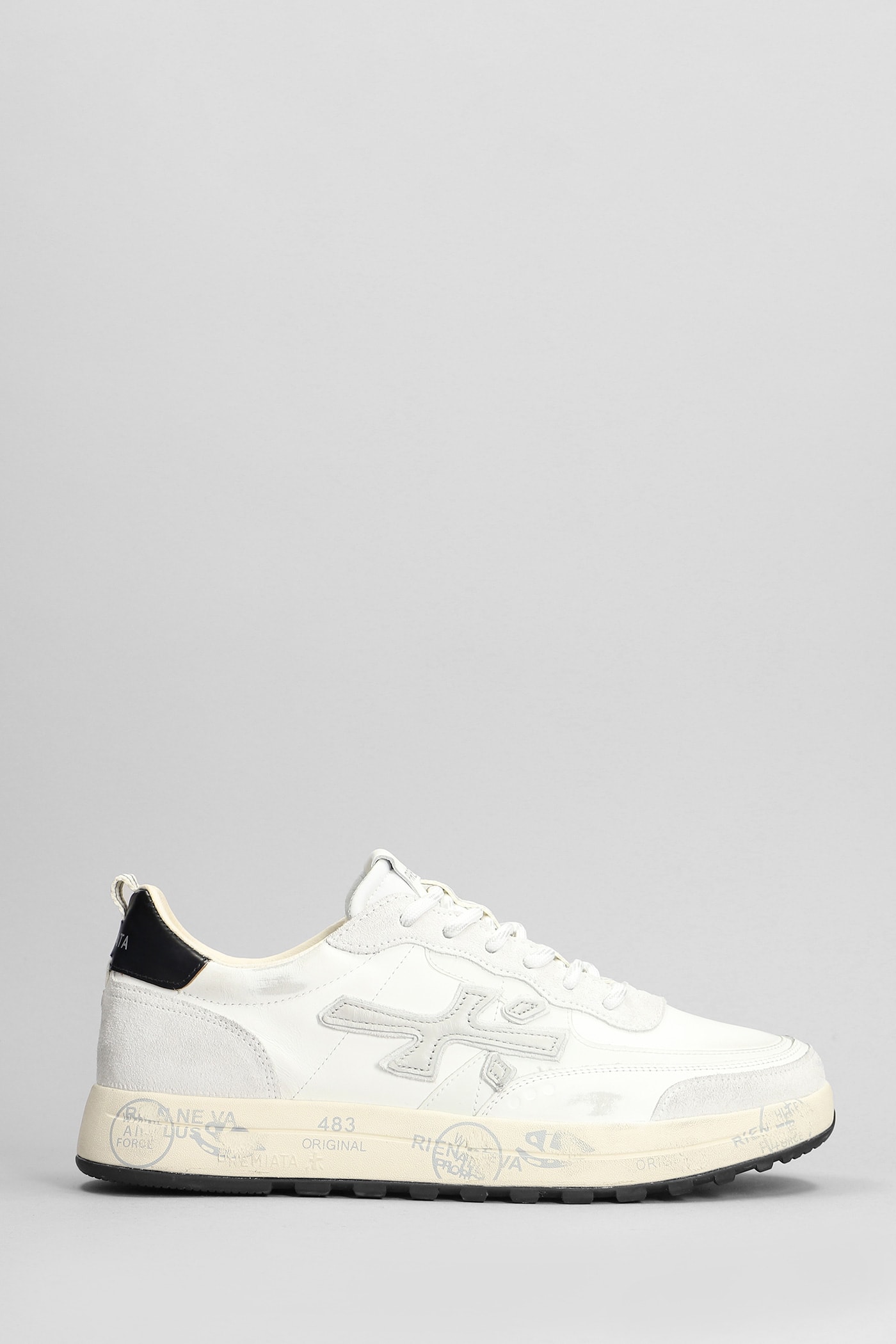 Shop Premiata Nous Sneakers In White Suede And Leather
