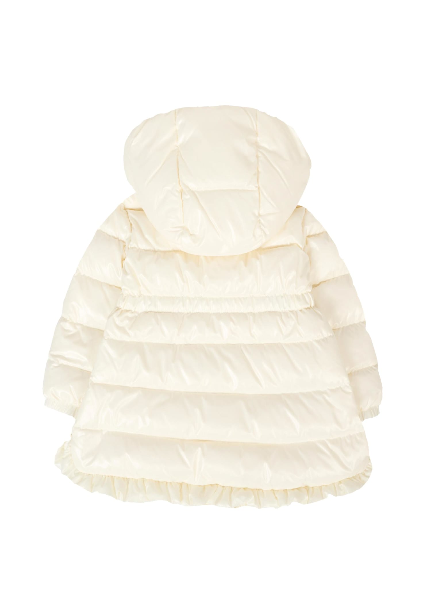 Moncler Ivory Dufar Down Jacket For Baby Girl With Logo In Neutral