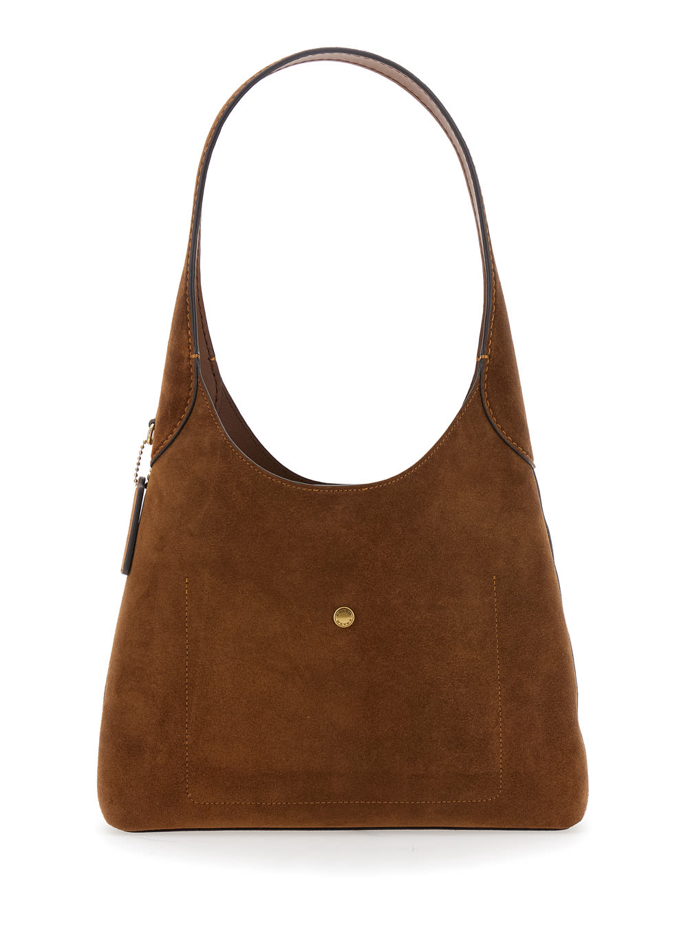 Coach Brooklyn 28 Brown With Single Shoulder Strap And Logo Lettering On The Front In Suede Woman In Brown