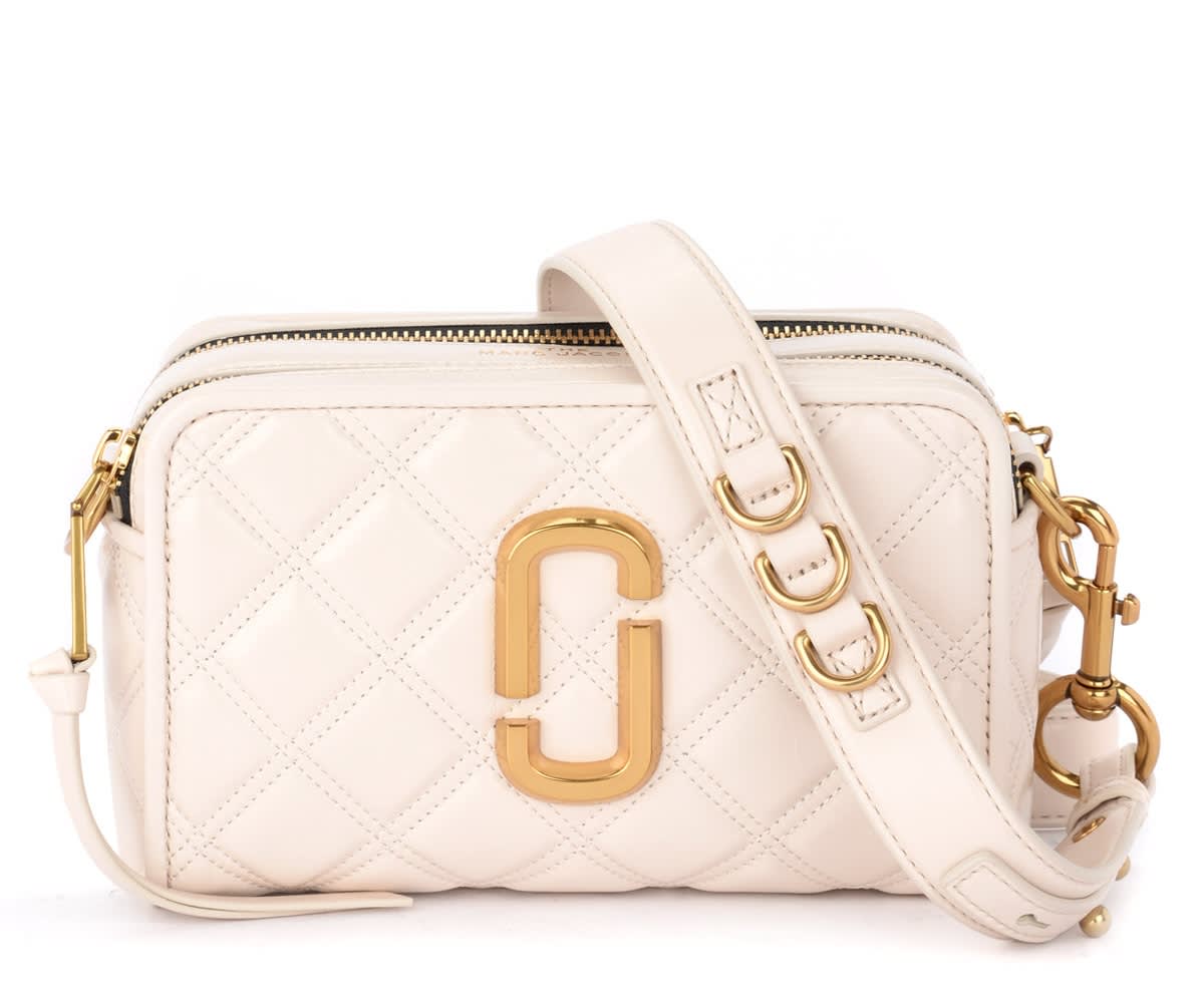 Marc Jacobs The  Softshot 21 Model Shoulder Bag In Ivory Quilted Leather In Bianco