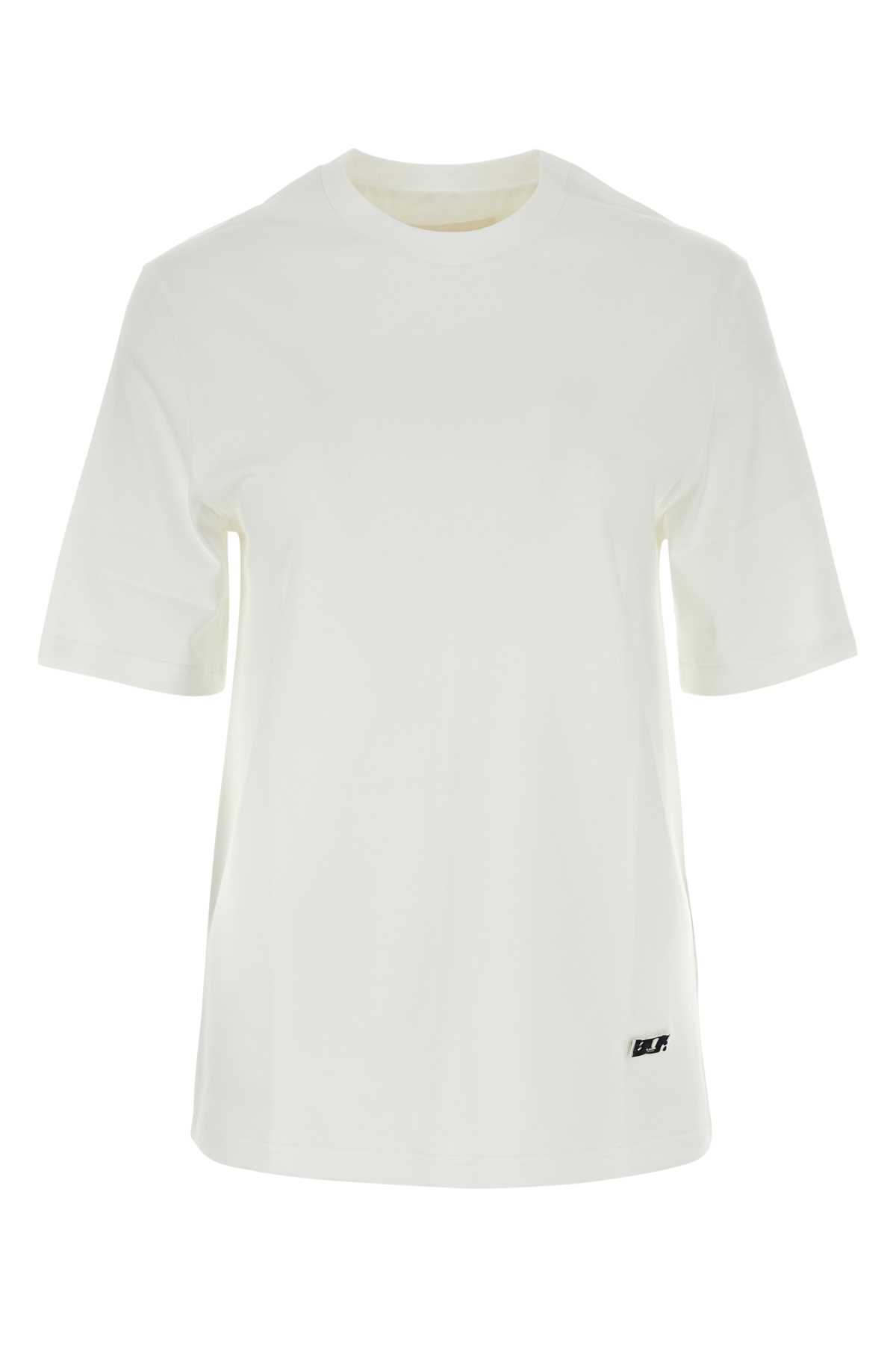 Shop Jil Sander White Cotton T-shirt In Porcelain