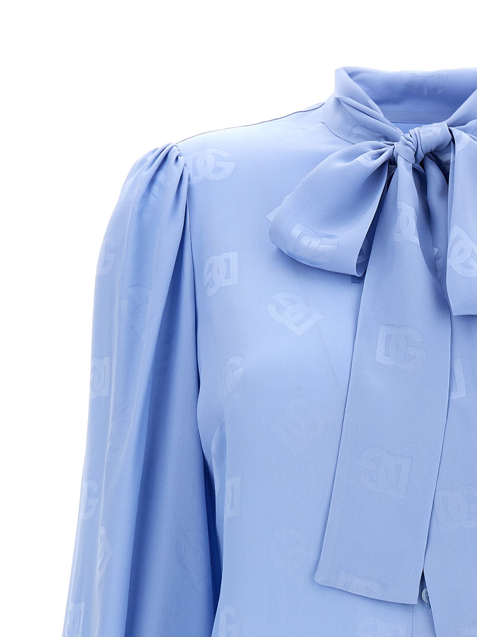 Shop Dolce & Gabbana Lavalliere Jacquard Shirt In Light Blue