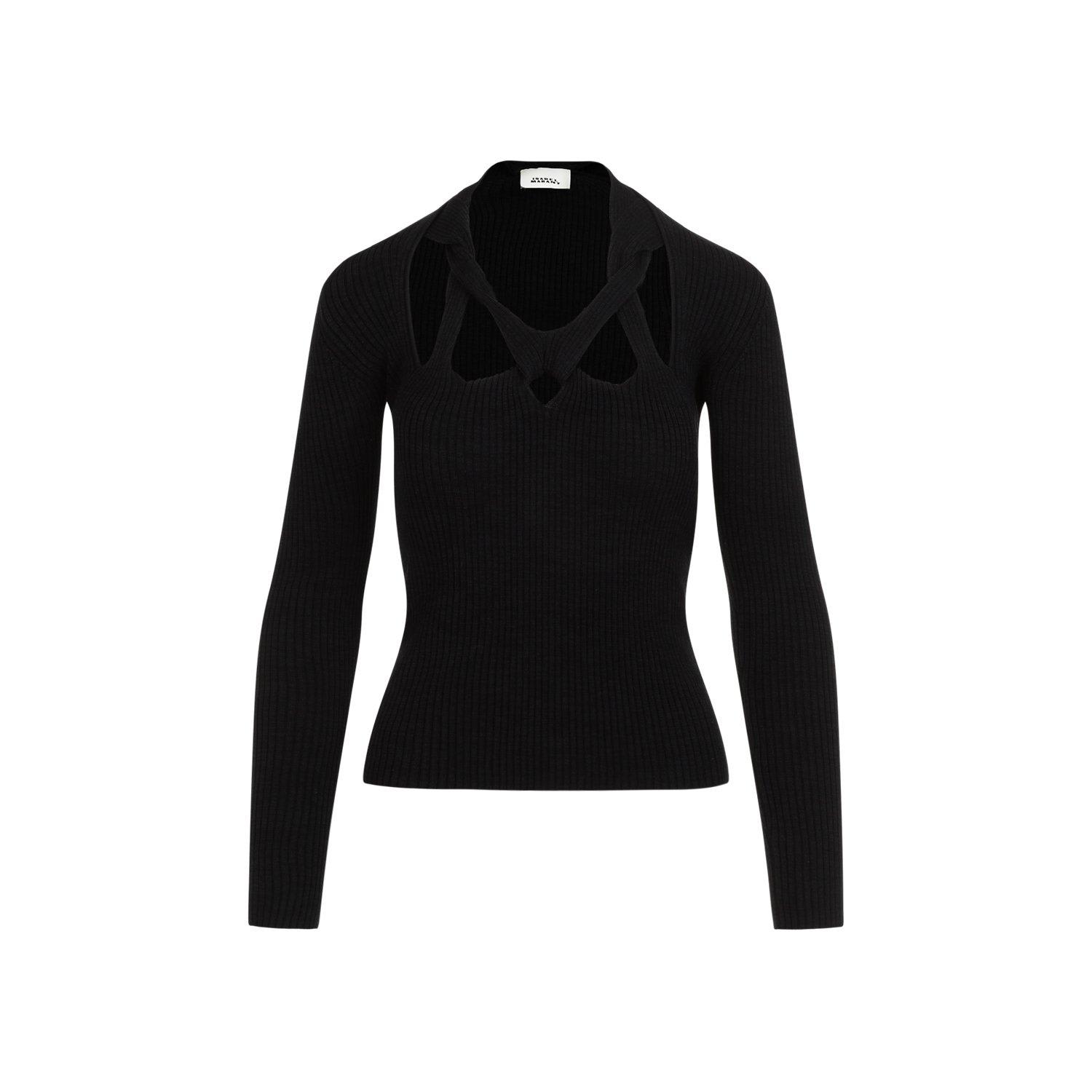 Isabel Marant Cut-out Detailed Knitted Jumper In Black