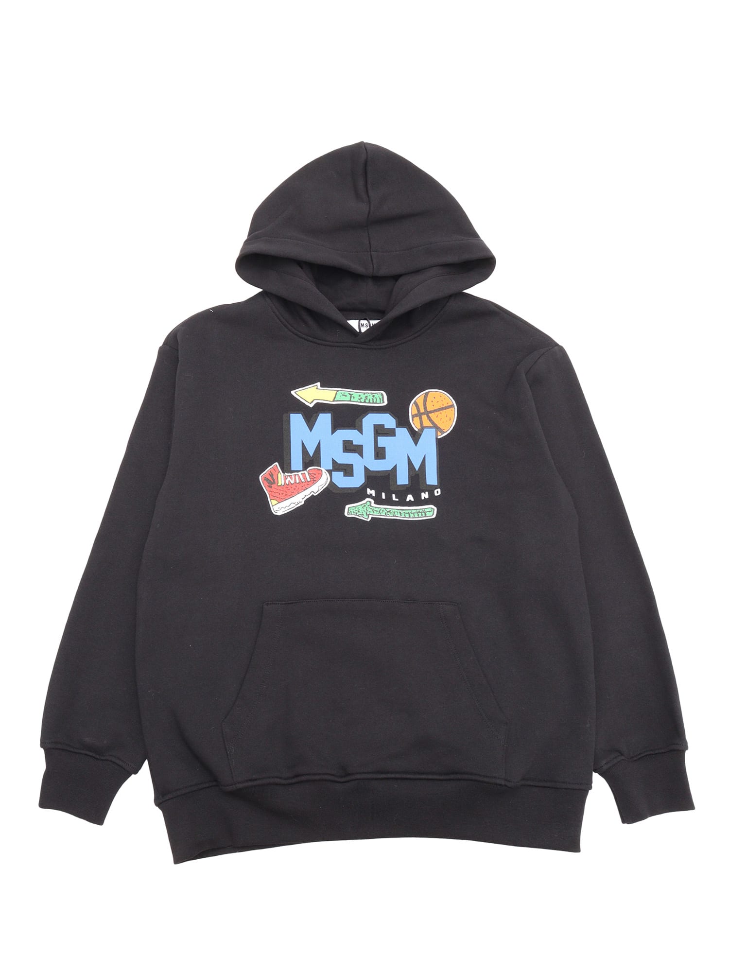 Msgm Hoodie Boy Nero/black In Black