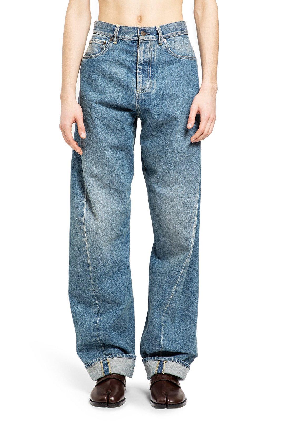 Shop Maison Margiela Mid-rise Seam-detailed Tapered Jeans In Denim