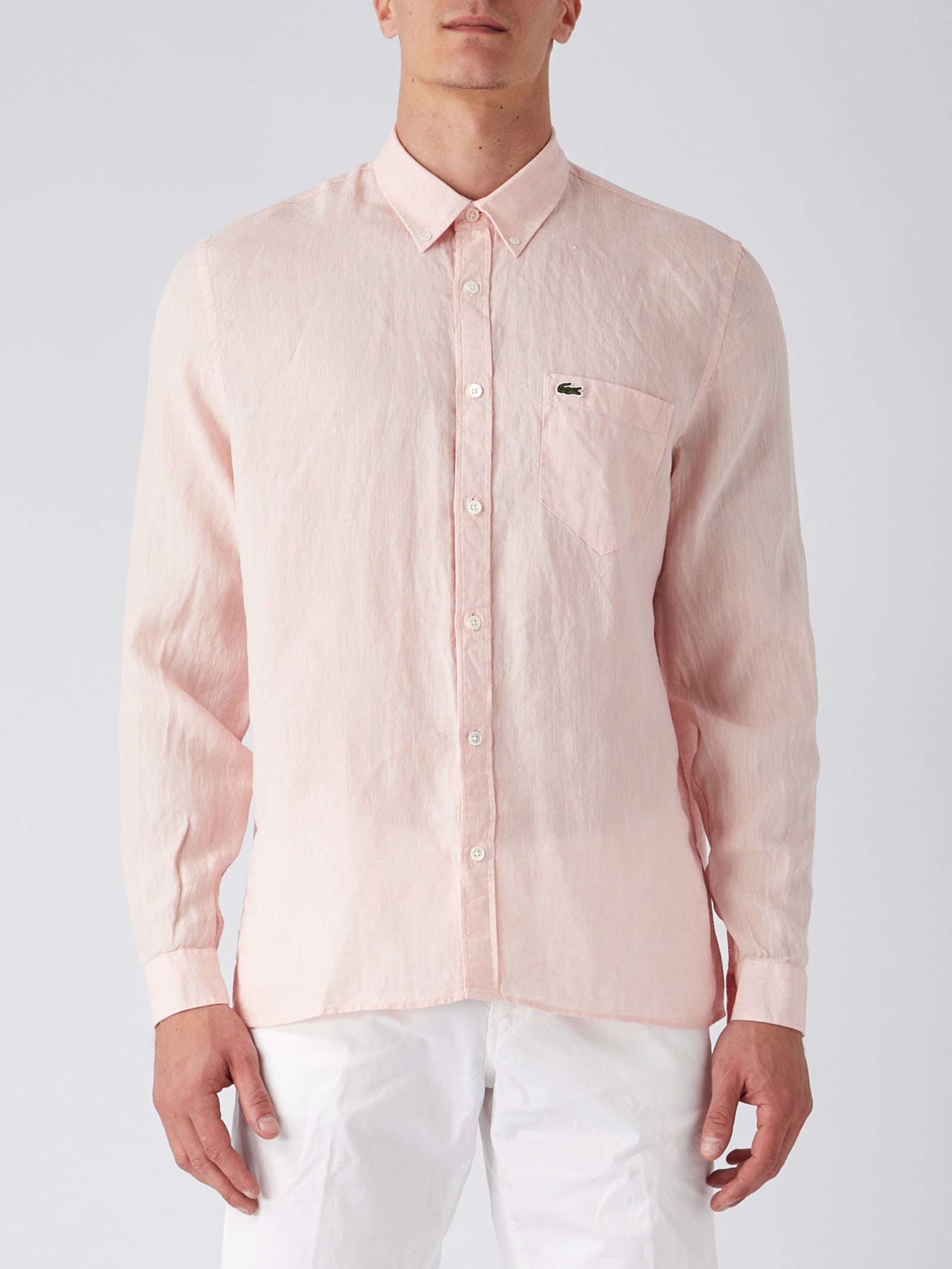 lacoste camicia m/l shirt in rosa