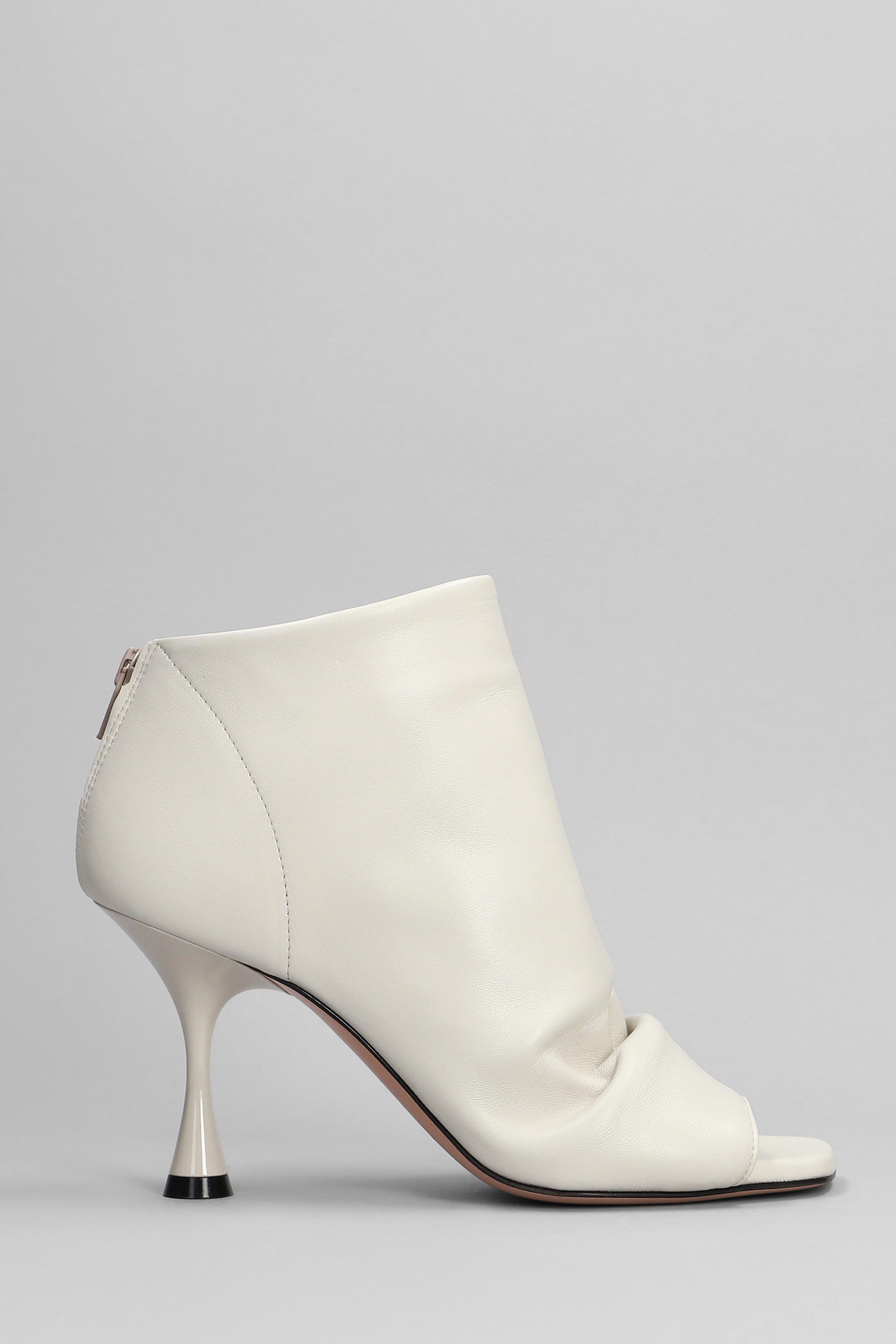 Marc Ellis High Heels Ankle Boots In Beige Leather In Neutral