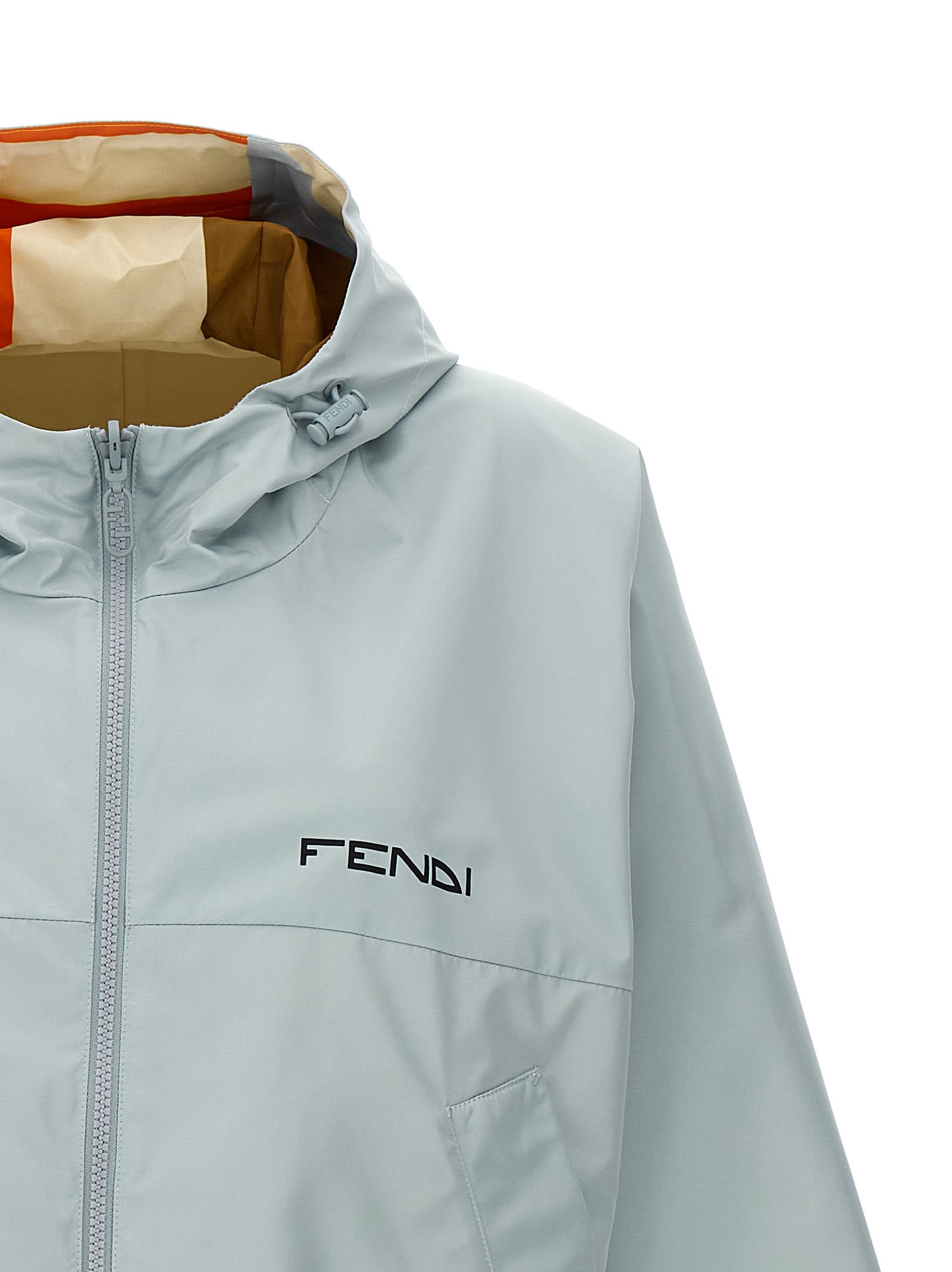 Shop Fendi Reversible Hooded Jacket In Multicolor