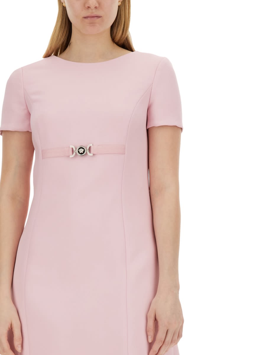 Shop Versace Medusa 95 Short-sleeved Mini Dress In Pink