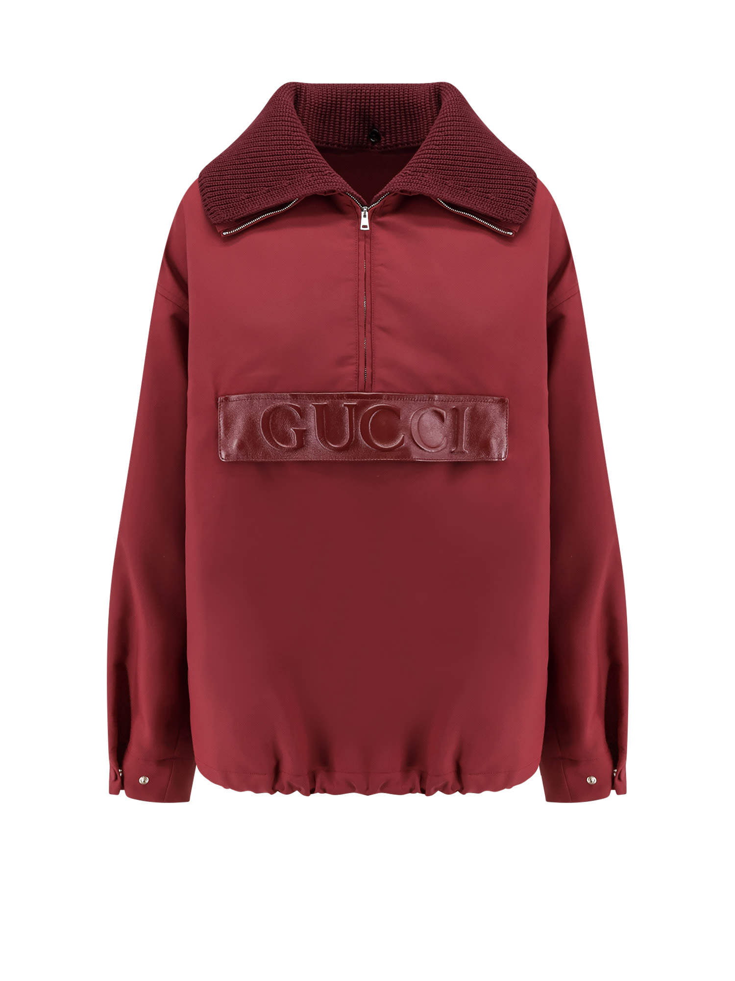 Gucci Womens Dark Rosso Ancora Half-zip Relaxed-fit Woven Jacket