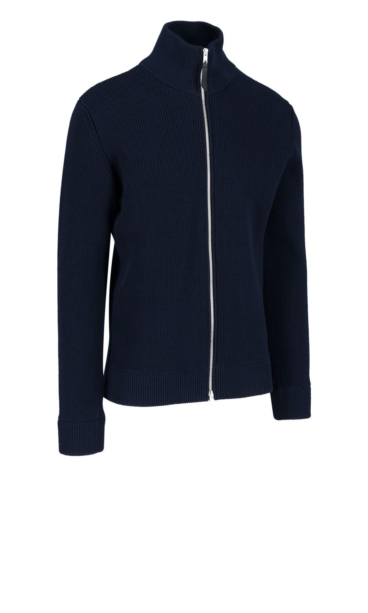 Shop Maison Margiela Zip Sweater In Blue