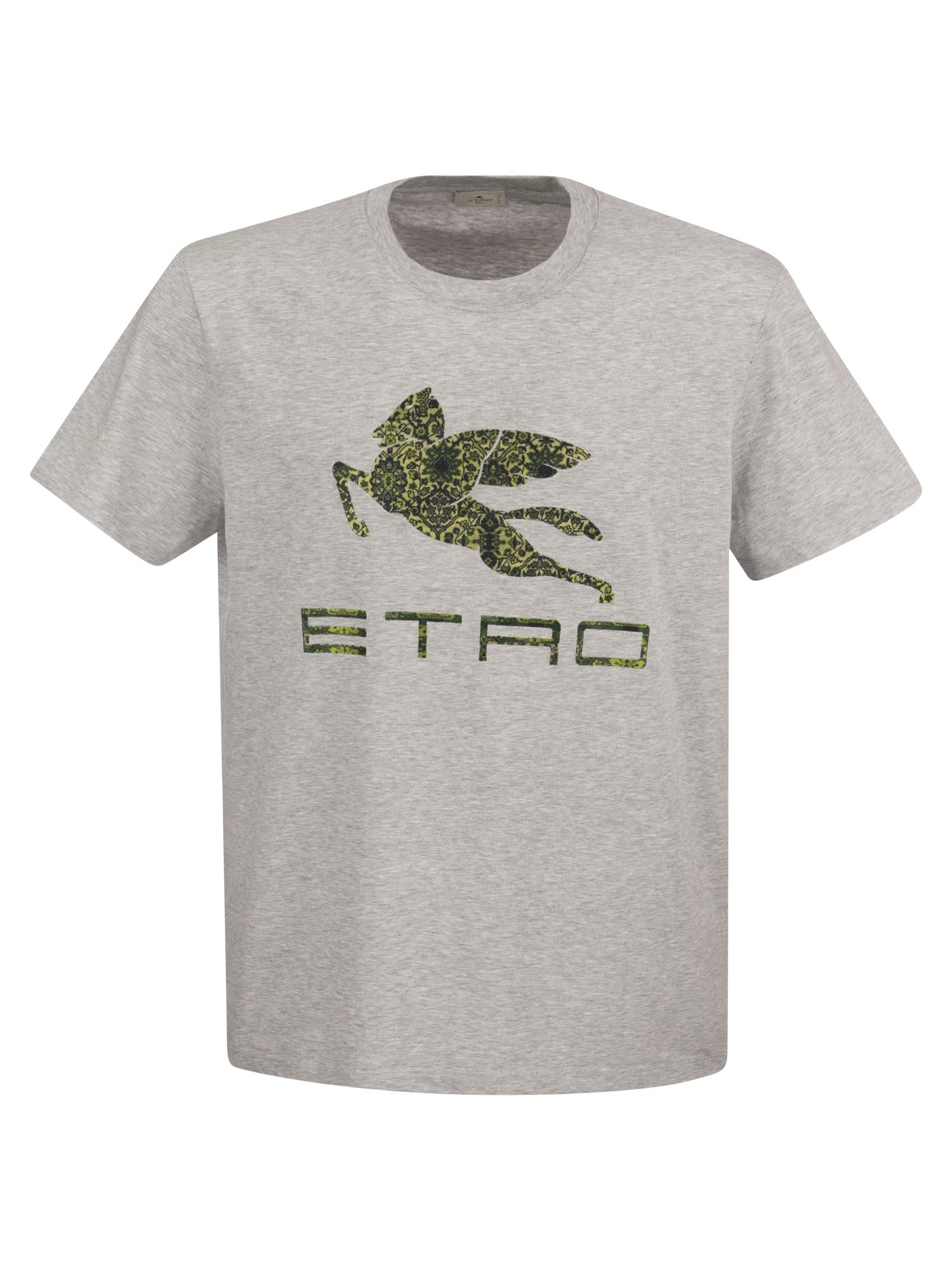 ETRO T-SHIRT WITH LOGO AND PEGASUS
