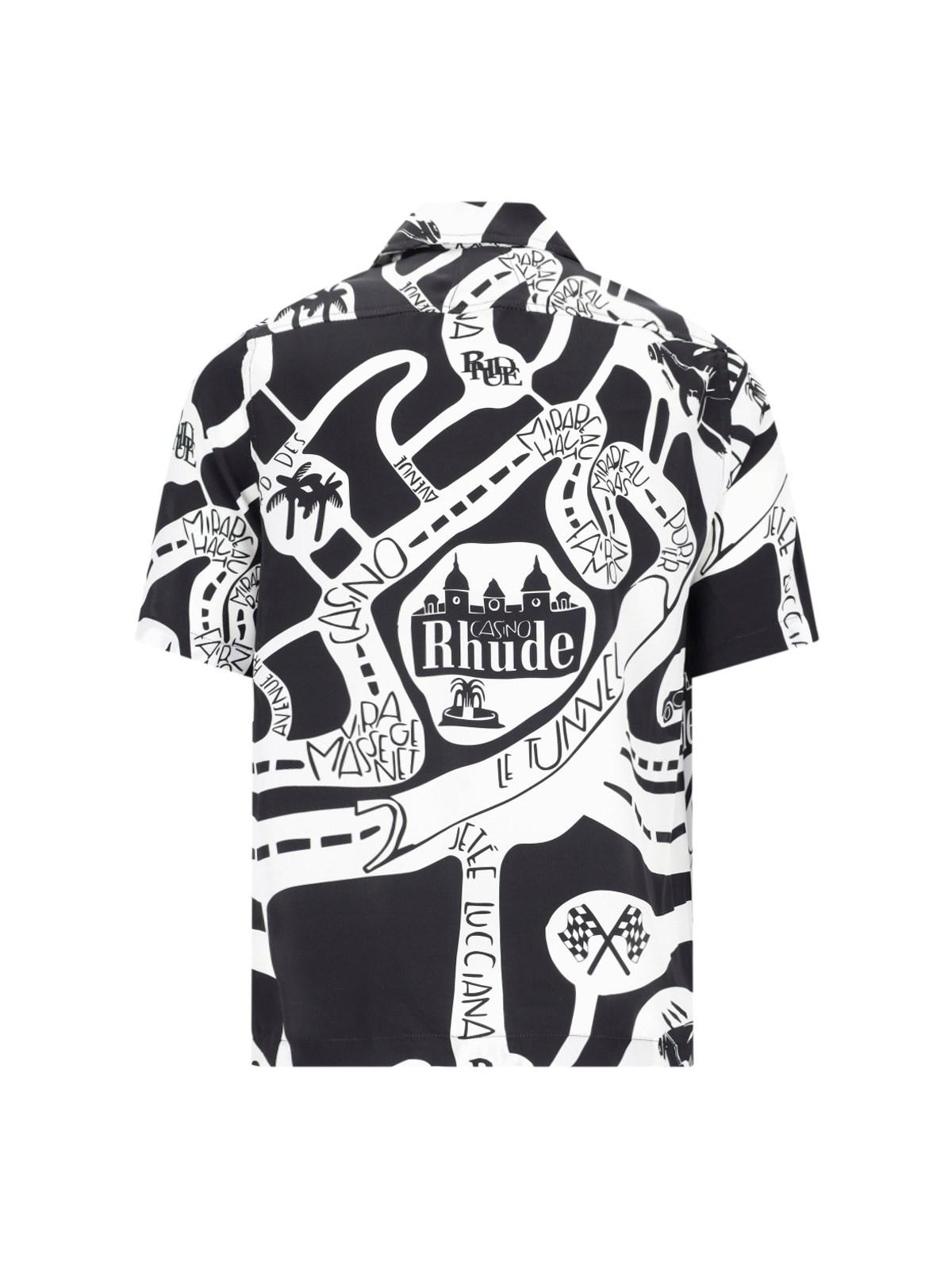 Rhude Printed Shirt In Black/white