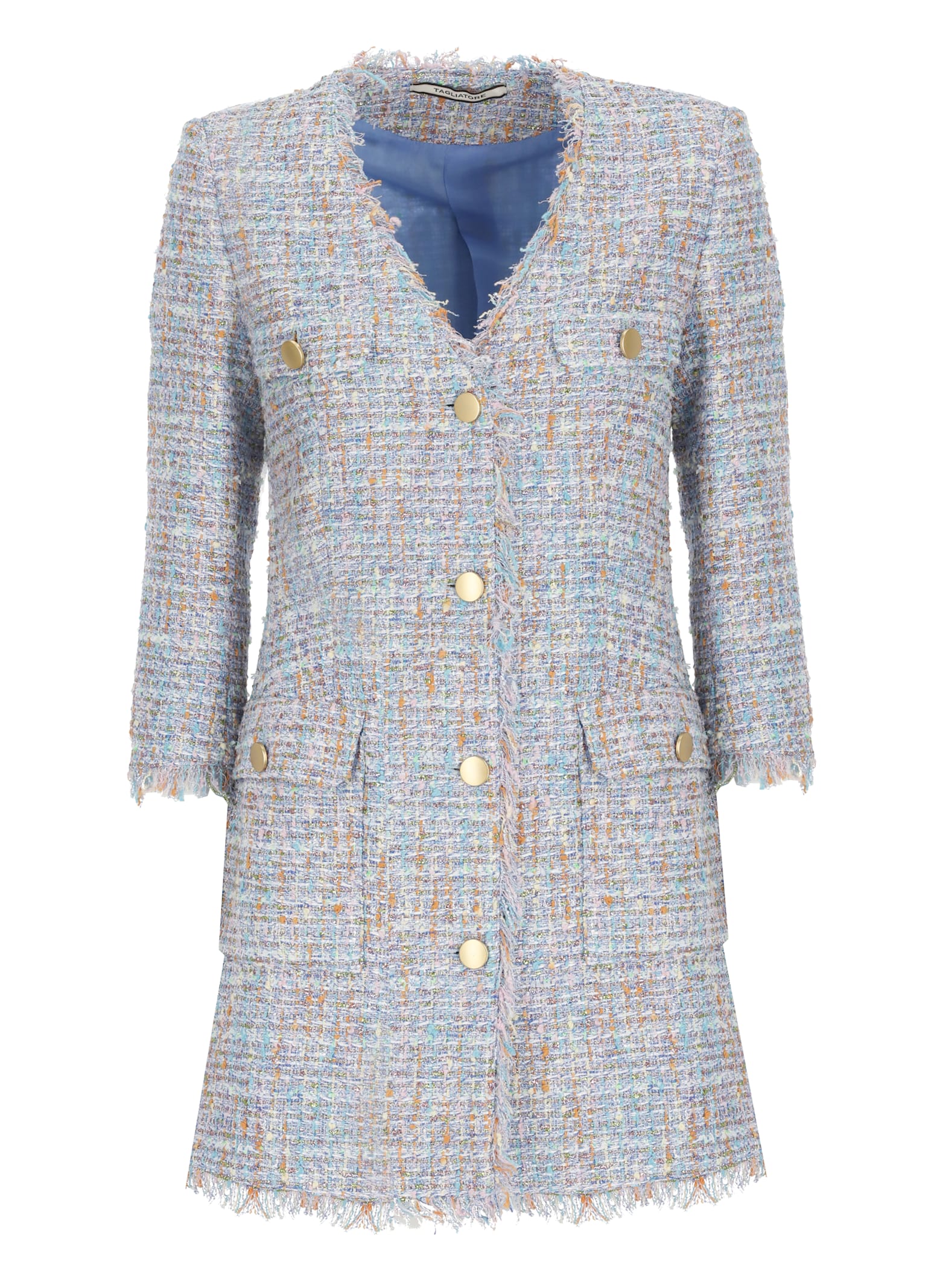 Tagliatore Frayed Edge Button Front Blazer