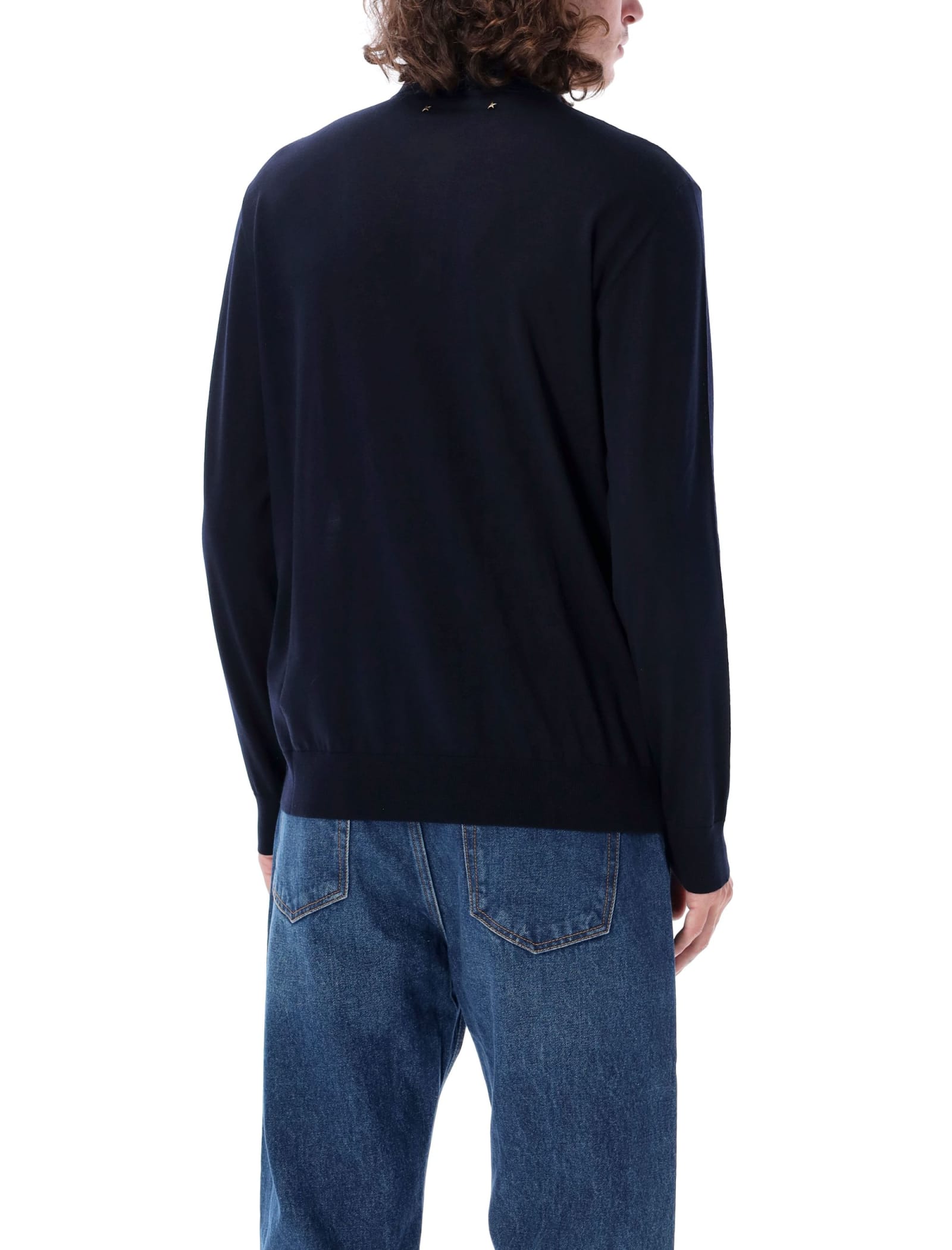 Shop Golden Goose Knit Polo Wool In Navy