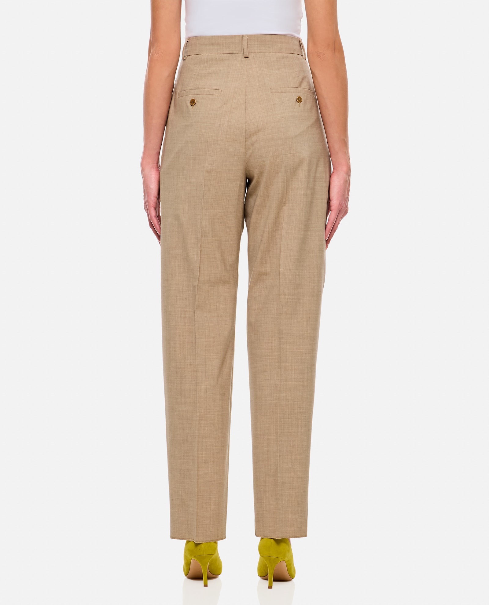 Max Mara Finale High Waist Trousers In Beige