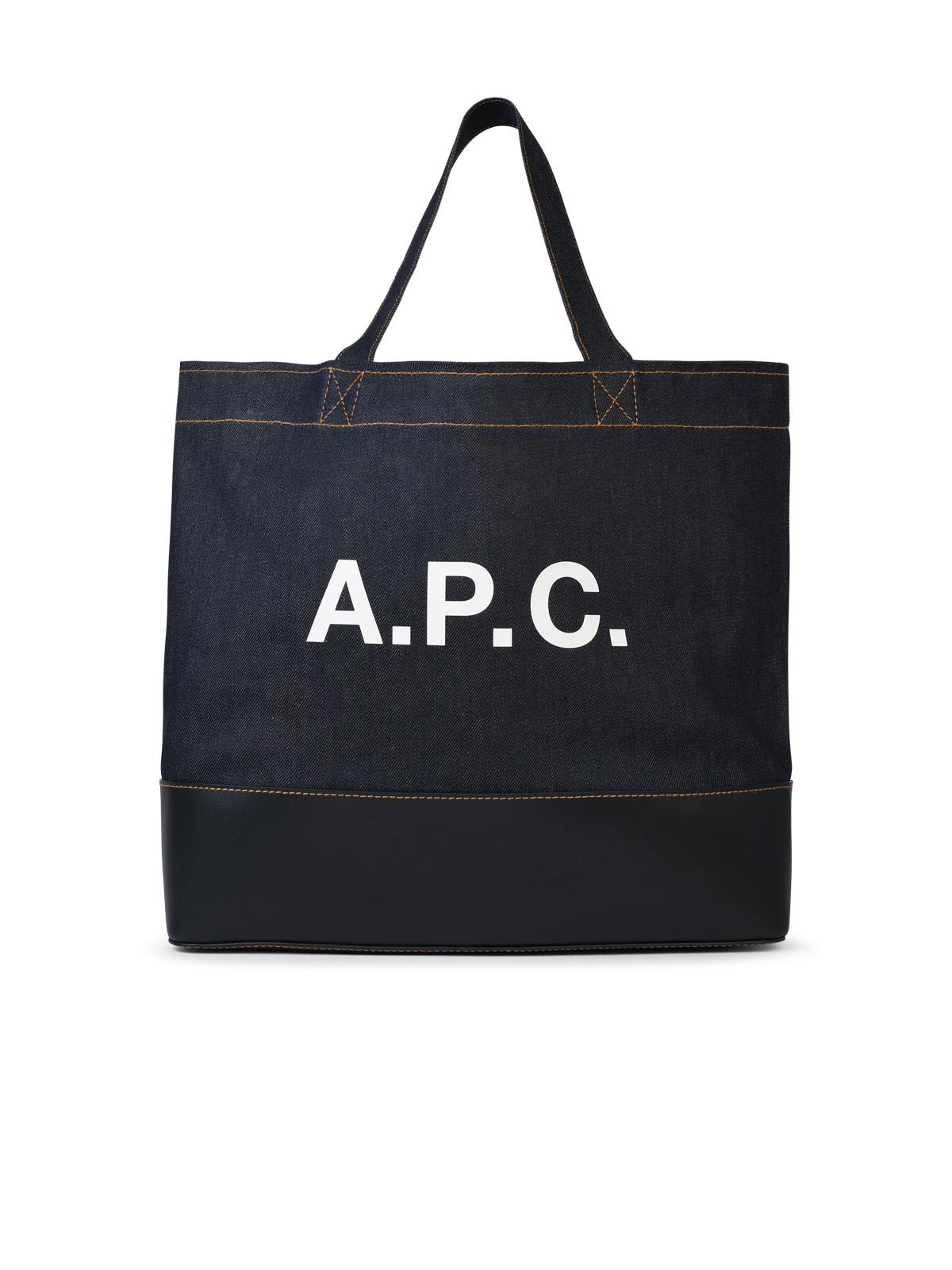 Shop Apc Large Shopping Axel Navy Denim Bag