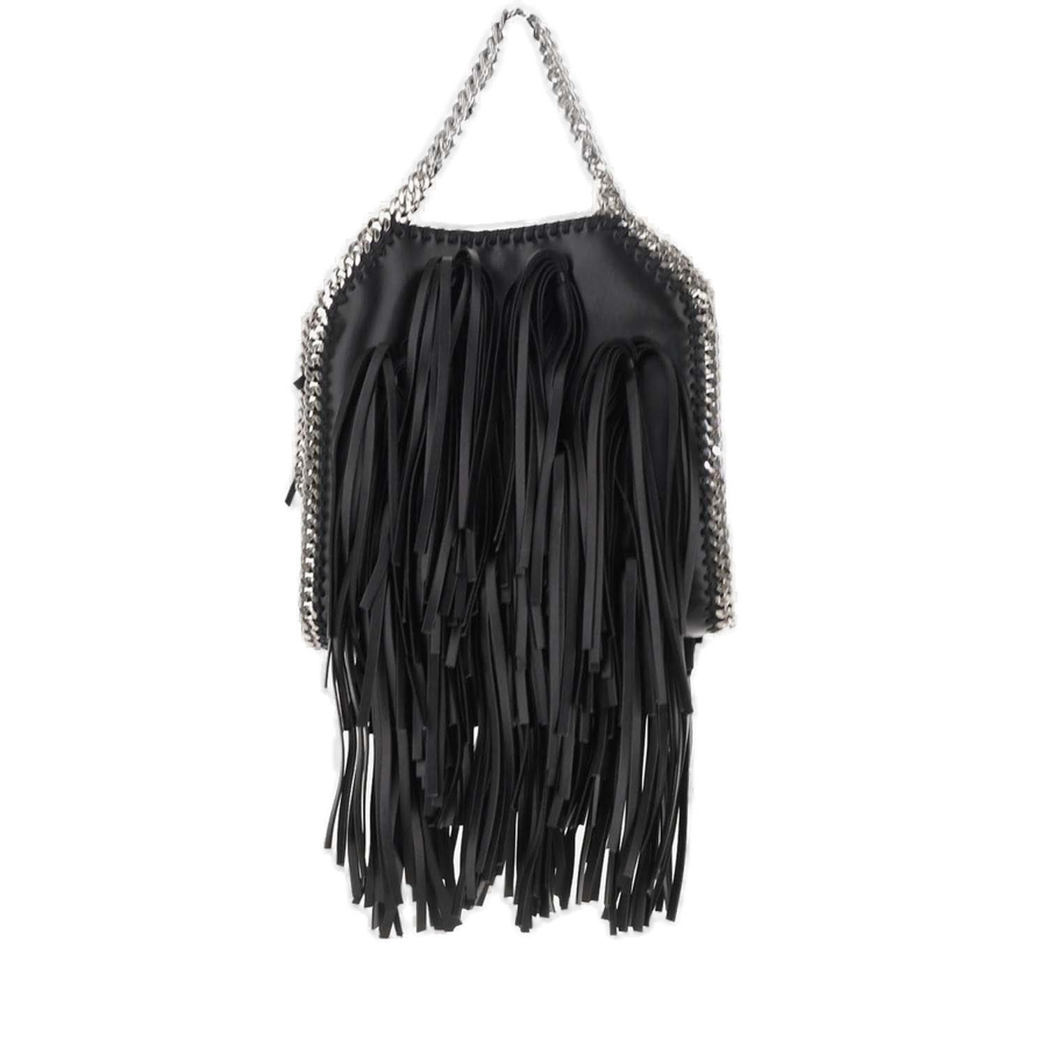 Shop Stella Mccartney Tassel Detailed Mini Falabella Tote Bag In Black