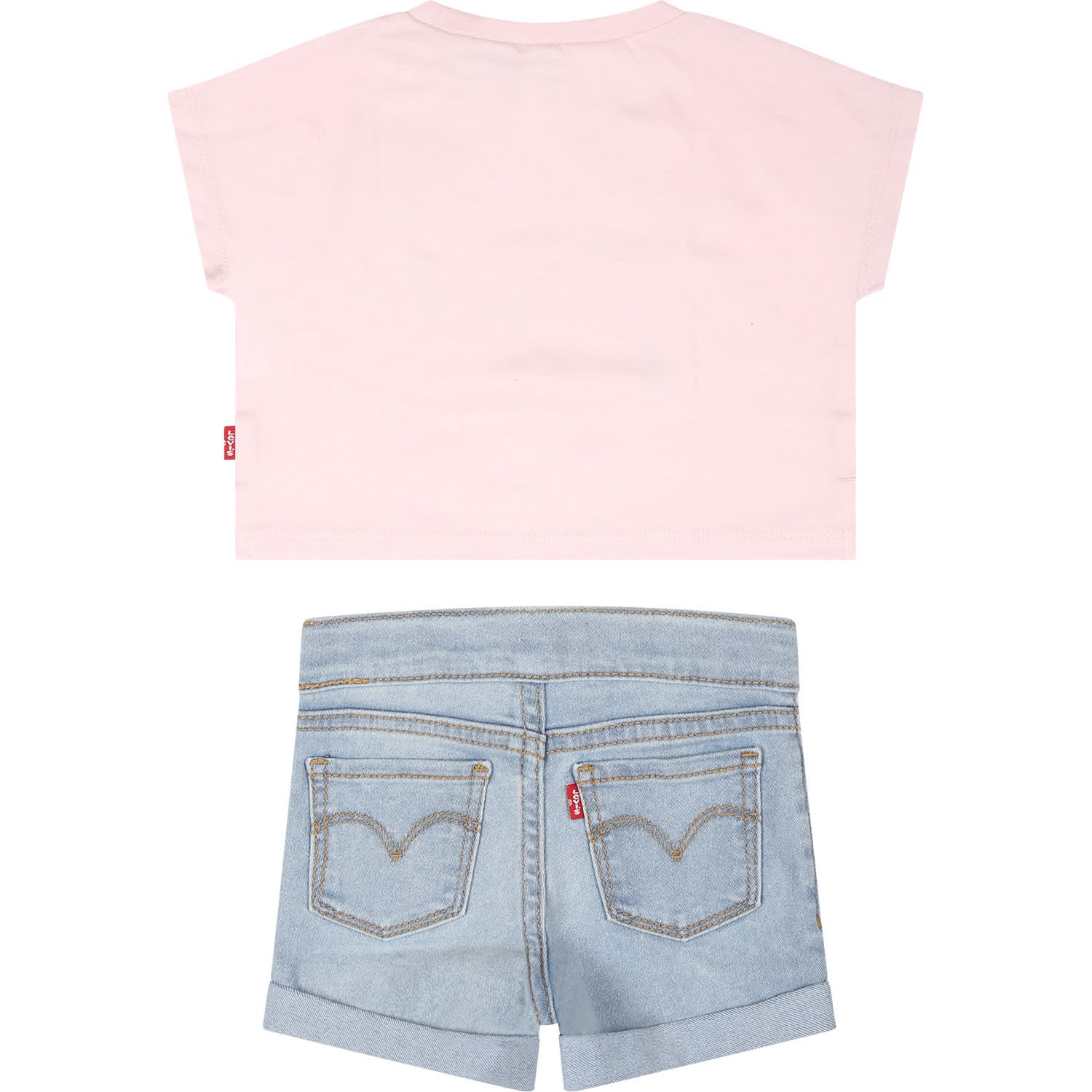 Shop Levi's Pink Suit For Baby Girl With Flower Print In Multicolor