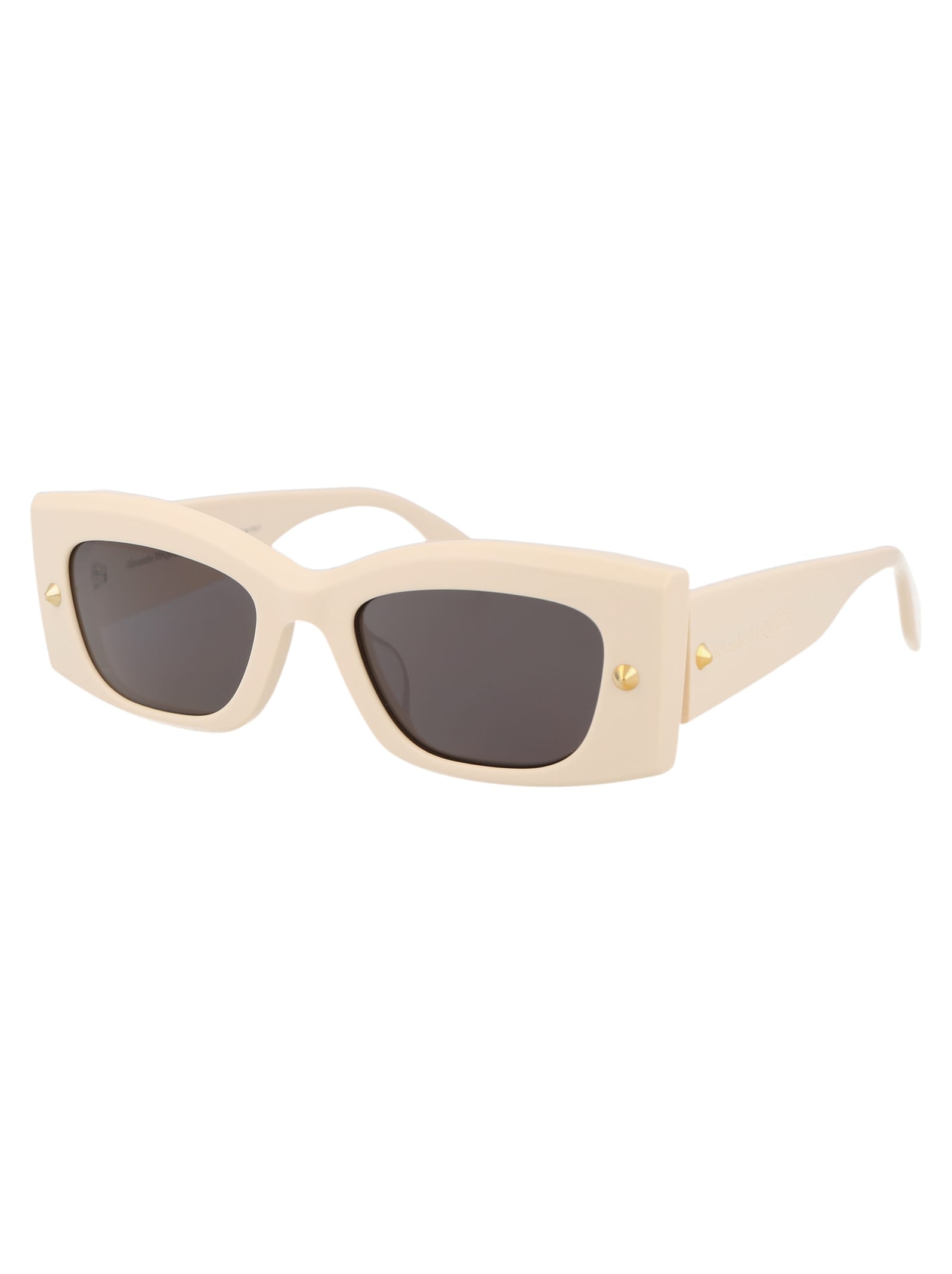 Shop Alexander Mcqueen Am0426s Sunglasses In 005 Ivory Ivory Grey