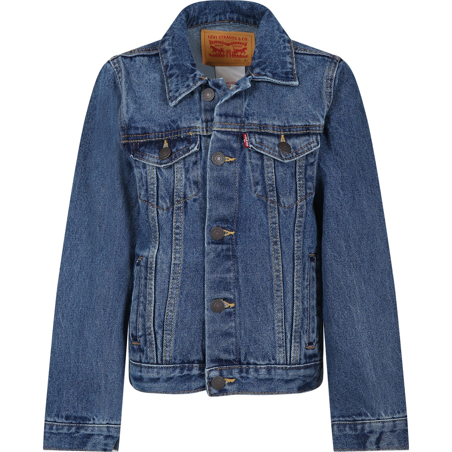 Levi's Blue Denim Jacket For Boy With Logo In Blue