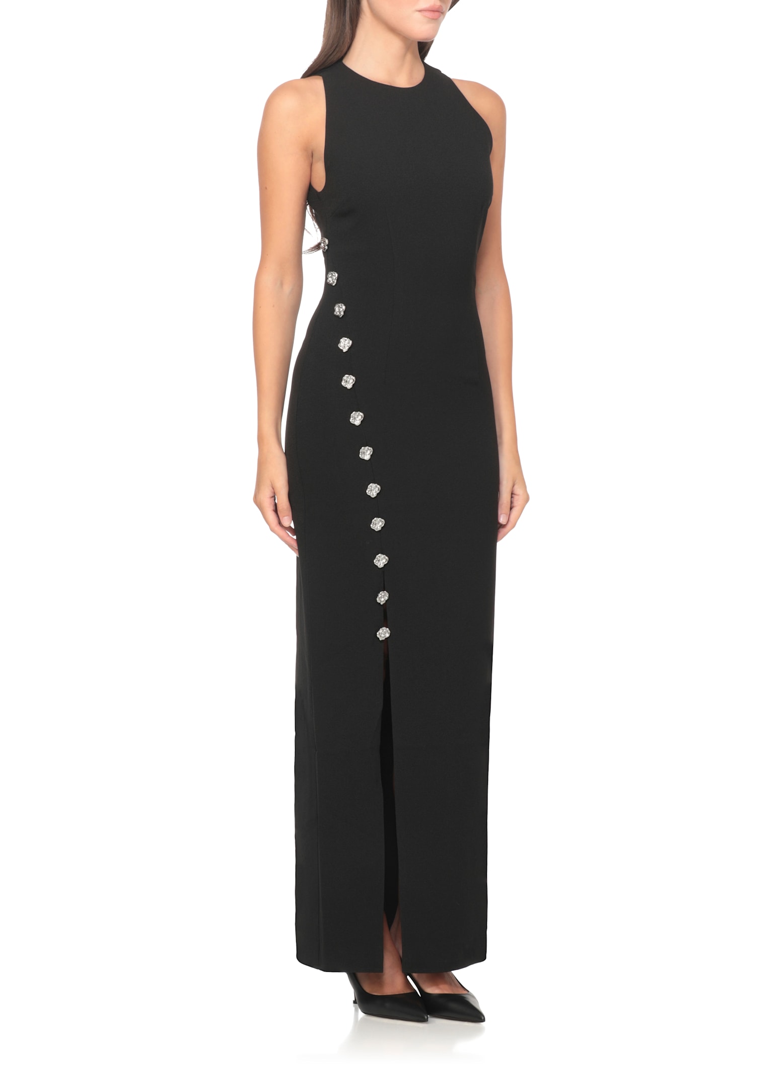 Rotate Birger Christensen Rotate Sleeveless Crepe Evening Dress With Rear Zip In Black