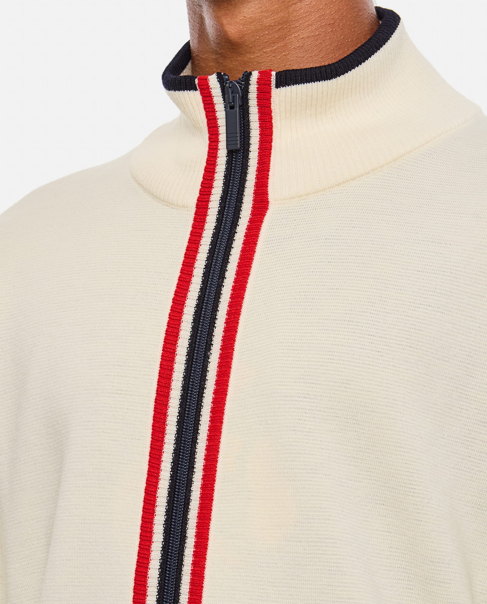 Shop Thom Browne White Full Zip Virgin Wool Cardigan