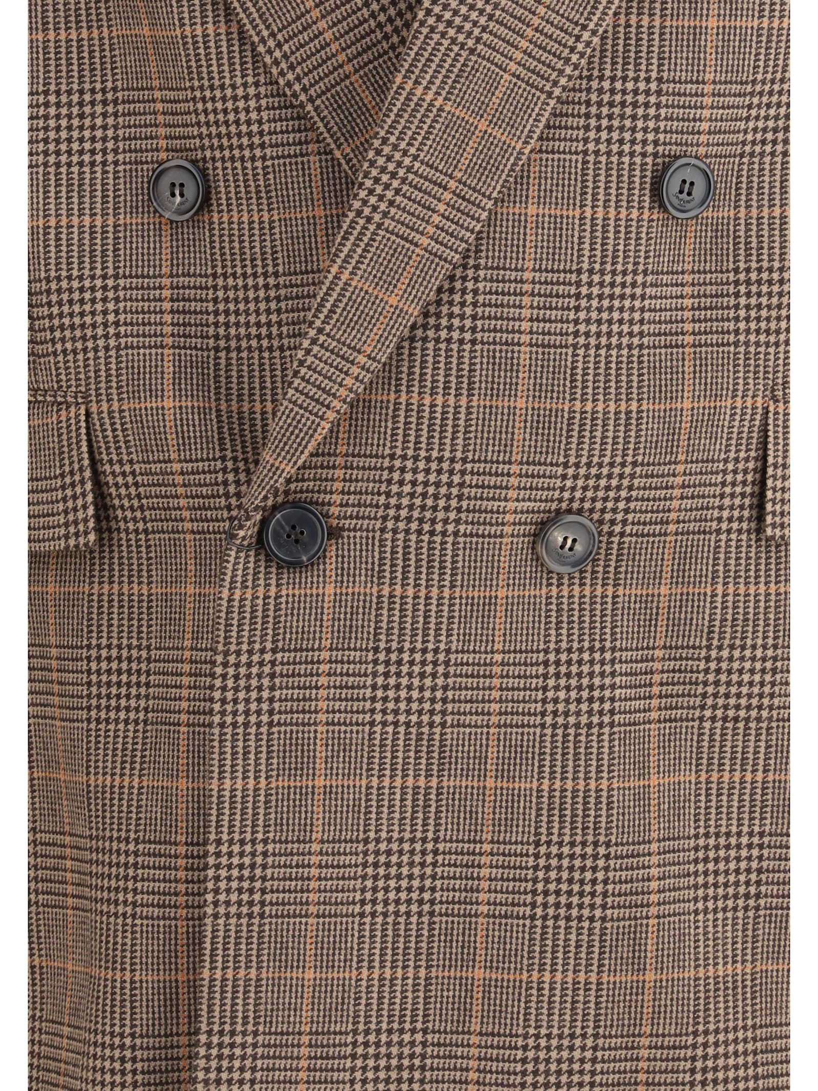 Saint Laurent Wool-cashmere Double-breasted Jacket In Brown